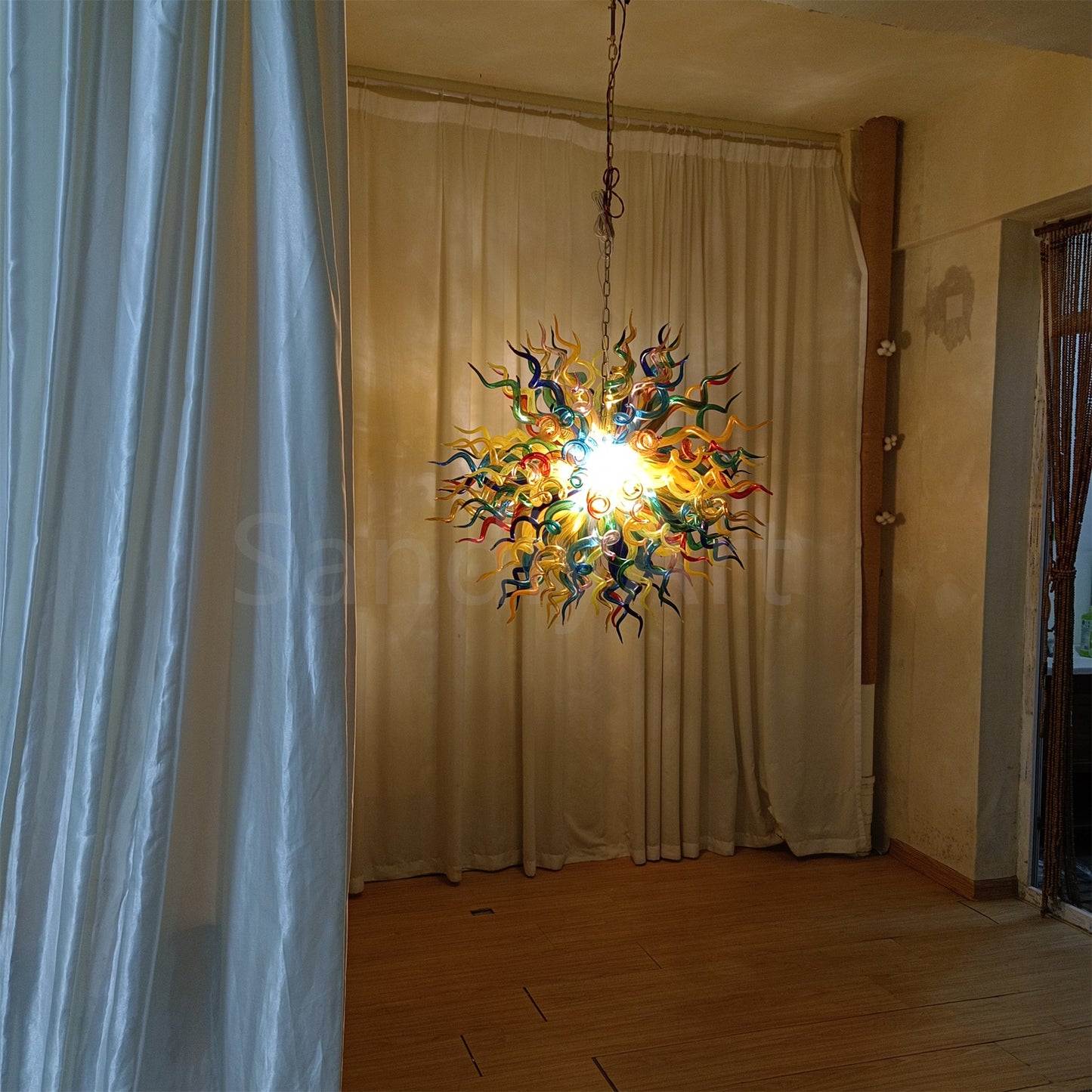 Multicolor round shape hand made murano glass chihuly style art chandelier