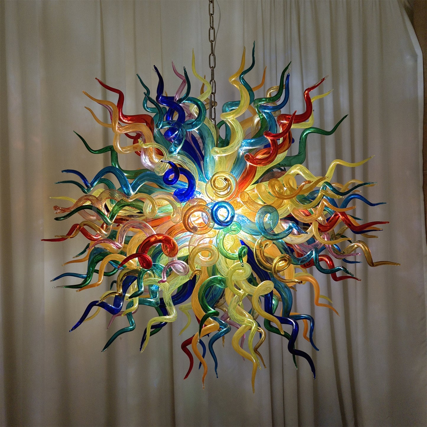 Multicolor round shape hand made murano glass chihuly style art chandelier