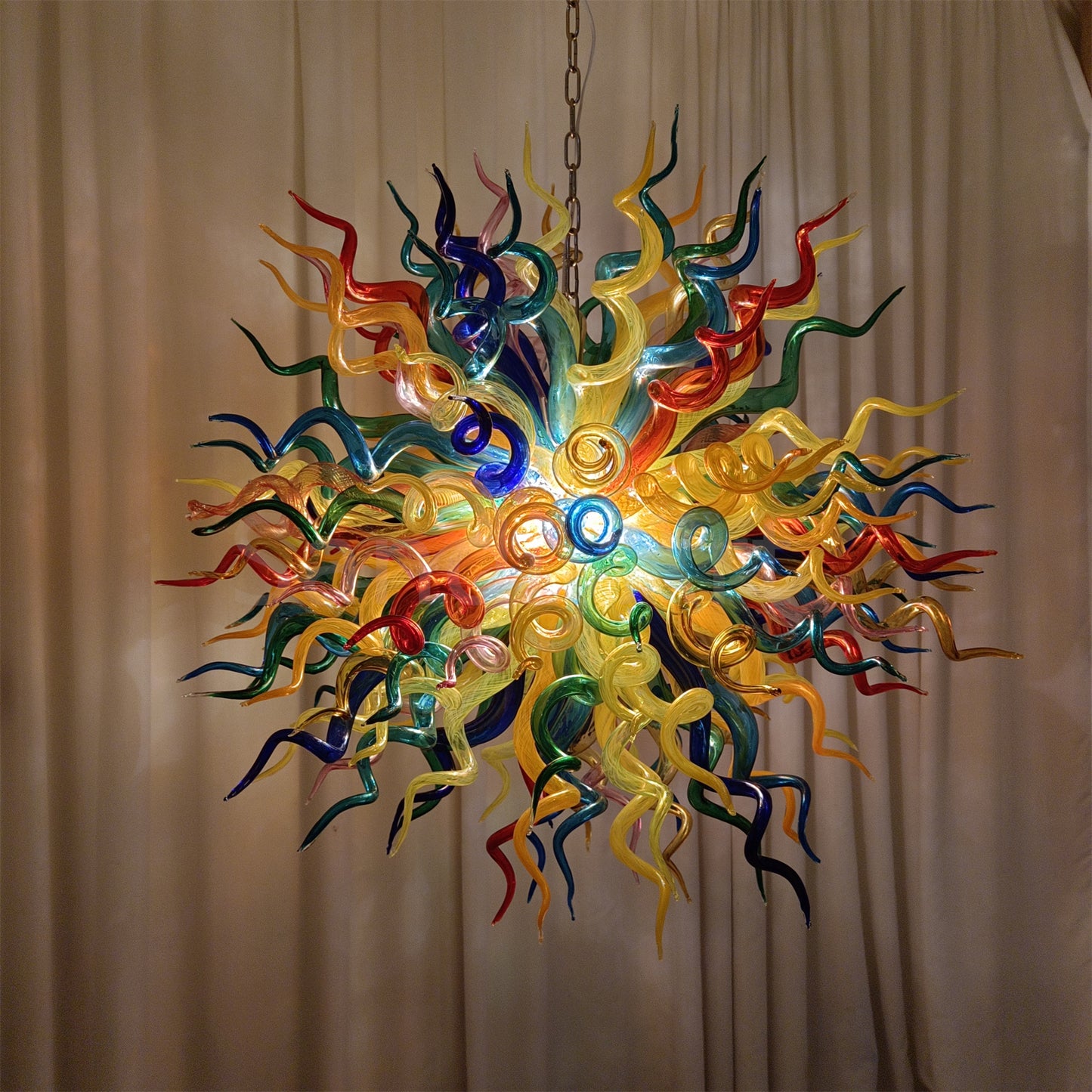 Multicolor round shape hand made murano glass chihuly style art chandelier