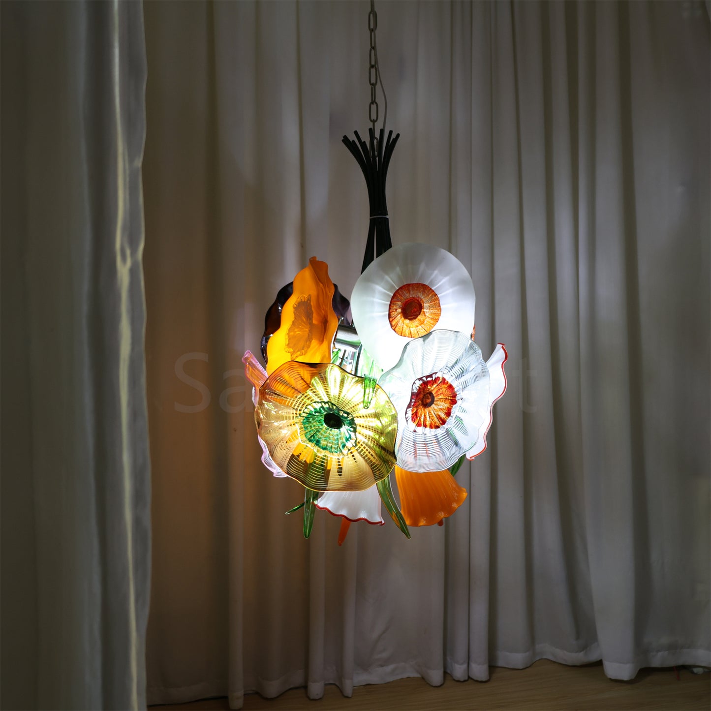 Specail design Inspired by flowers in nature hand made blown glass flower chandelier decoration for dining room, bed room, living room, Entrance