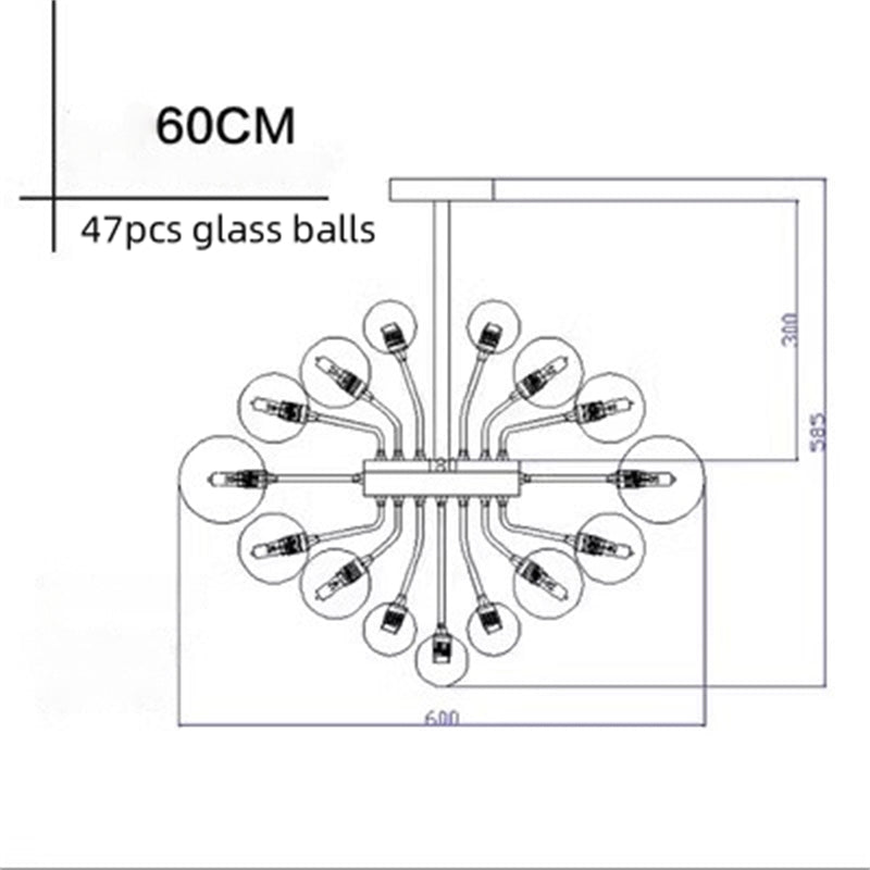 Retro dark style chandelier glass balls with clear and black color