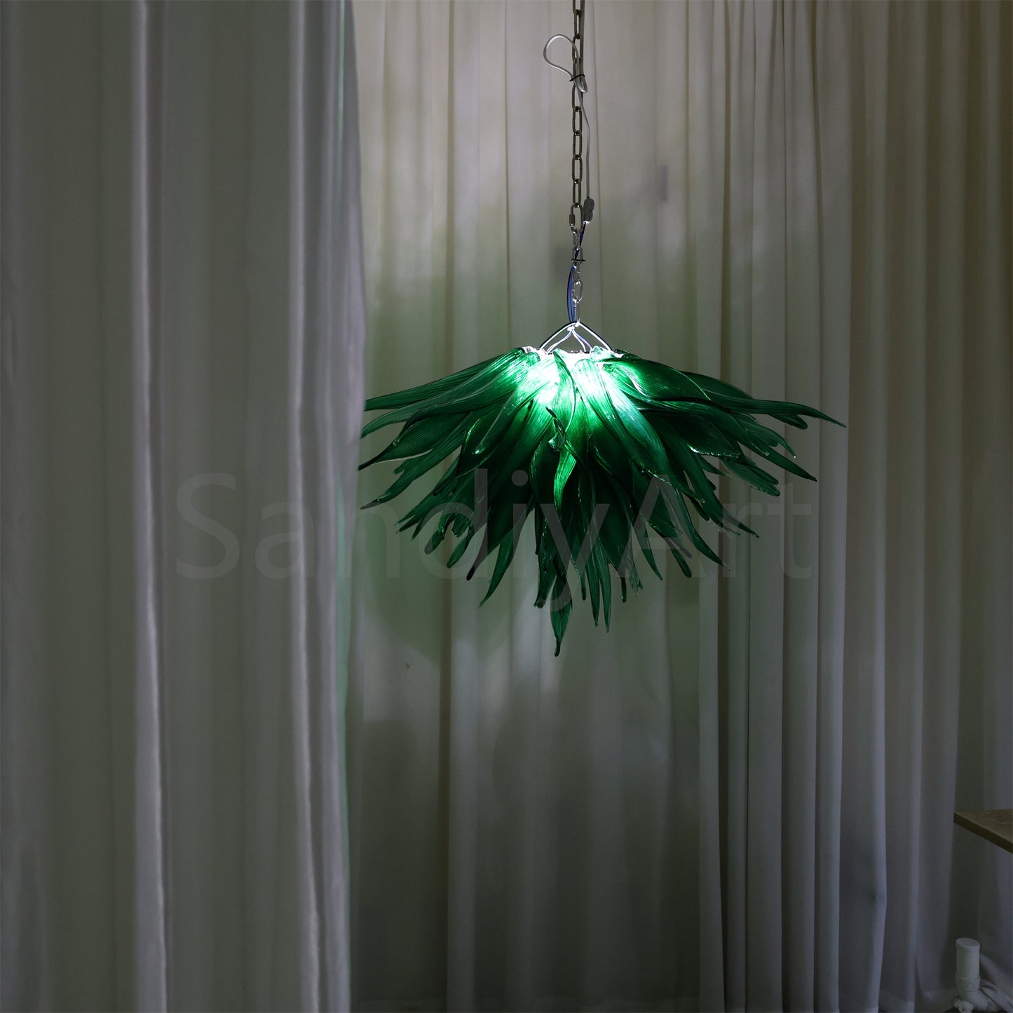 Bring a fresh breath of nature feeling green grass chandelier lighting dining room decoration
