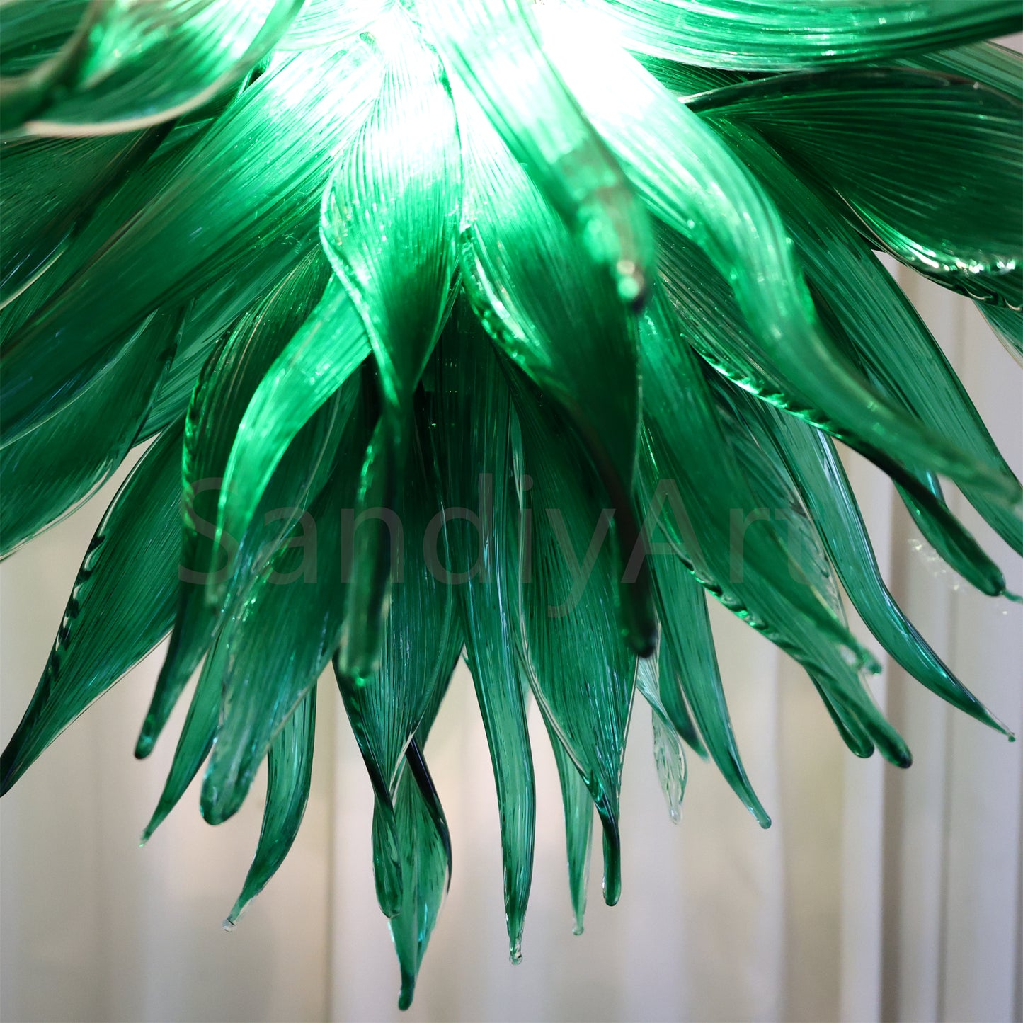 Bring a fresh breath of nature feeling green grass chandelier lighting dining room decoration
