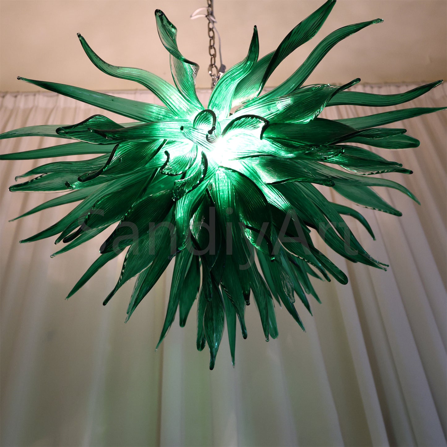 Bring a fresh breath of nature feeling green grass chandelier lighting dining room decoration