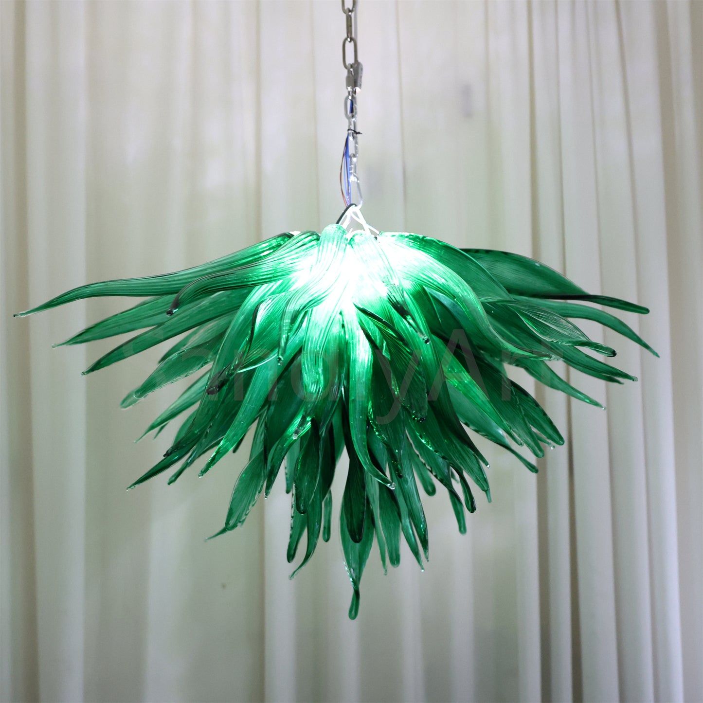 Bring a fresh breath of nature feeling green grass chandelier lighting dining room decoration