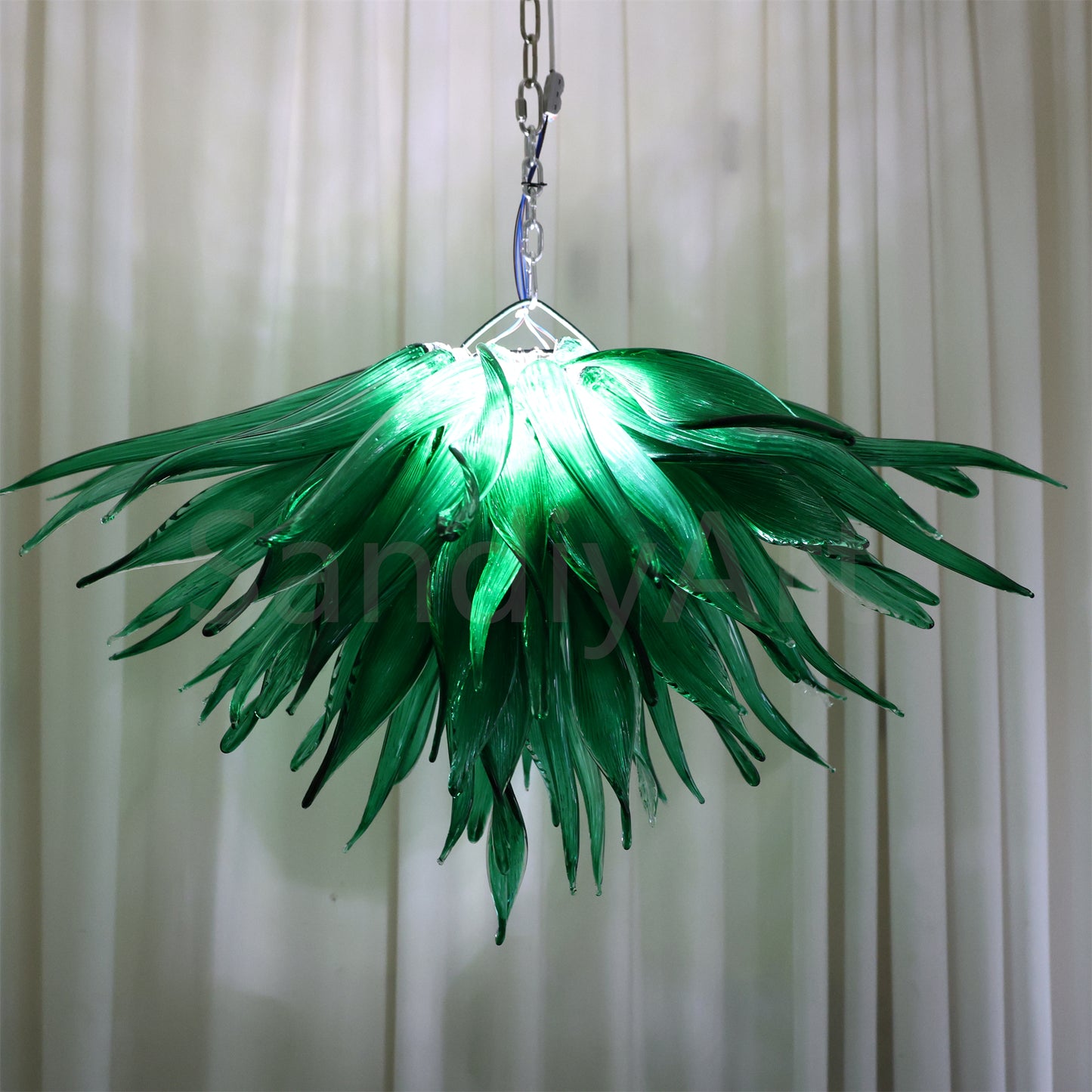 Bring a fresh breath of nature feeling green grass chandelier lighting dining room decoration