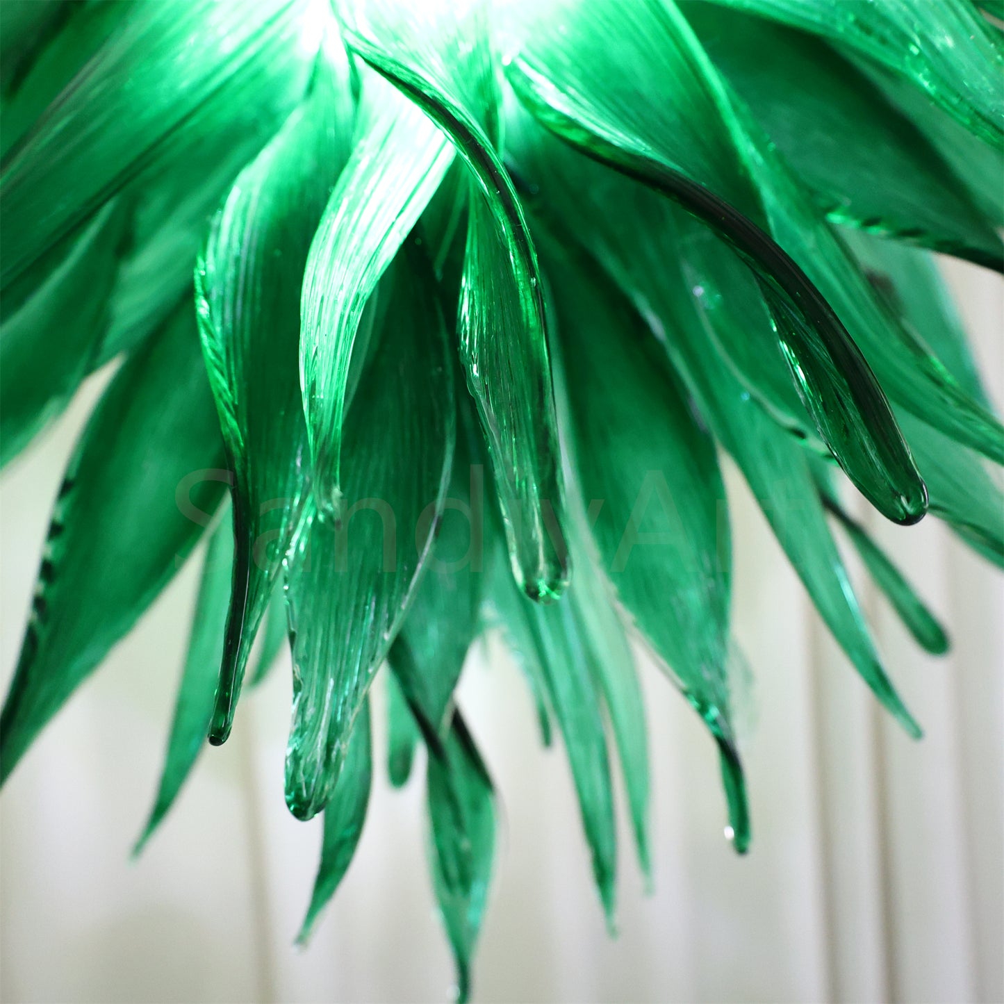 Bring a fresh breath of nature feeling green grass chandelier lighting dining room decoration