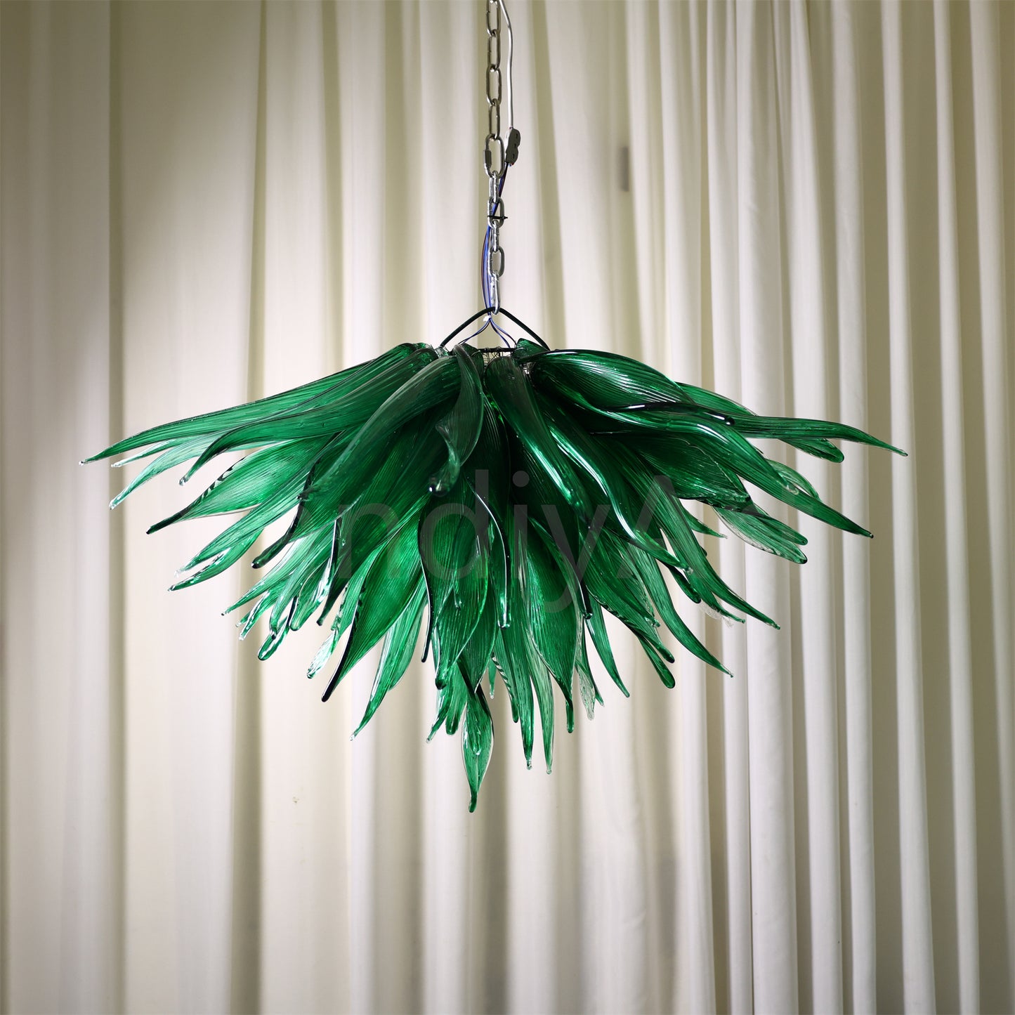 Bring a fresh breath of nature feeling green grass chandelier lighting dining room decoration