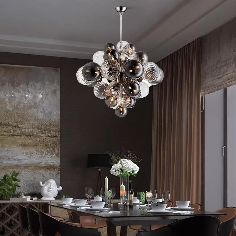 Retro dark style chandelier glass balls with clear and black color