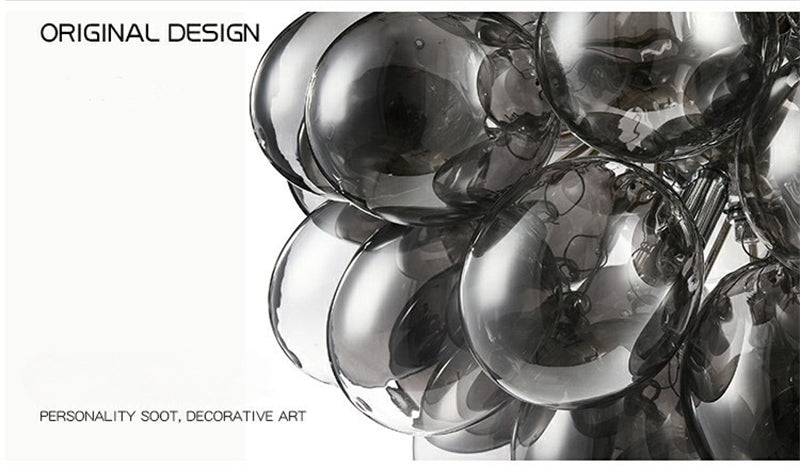 Smoke Grey Glass bubbles Lamp bedroom decoration