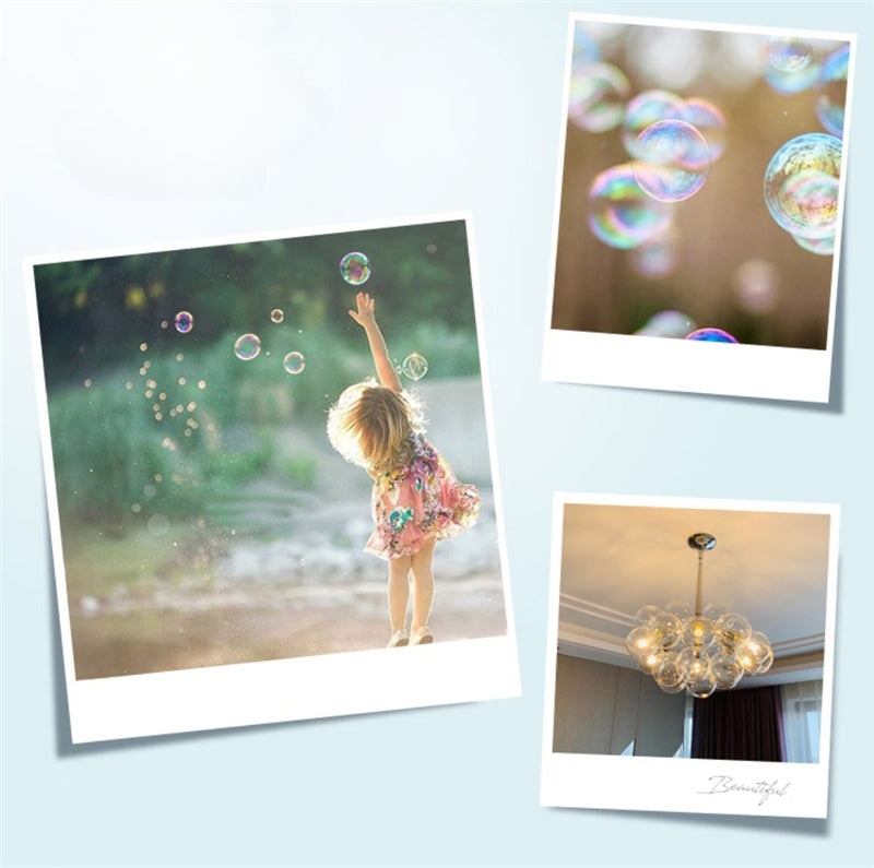 Hand made blown glass clear iridescent bubbles chandelier