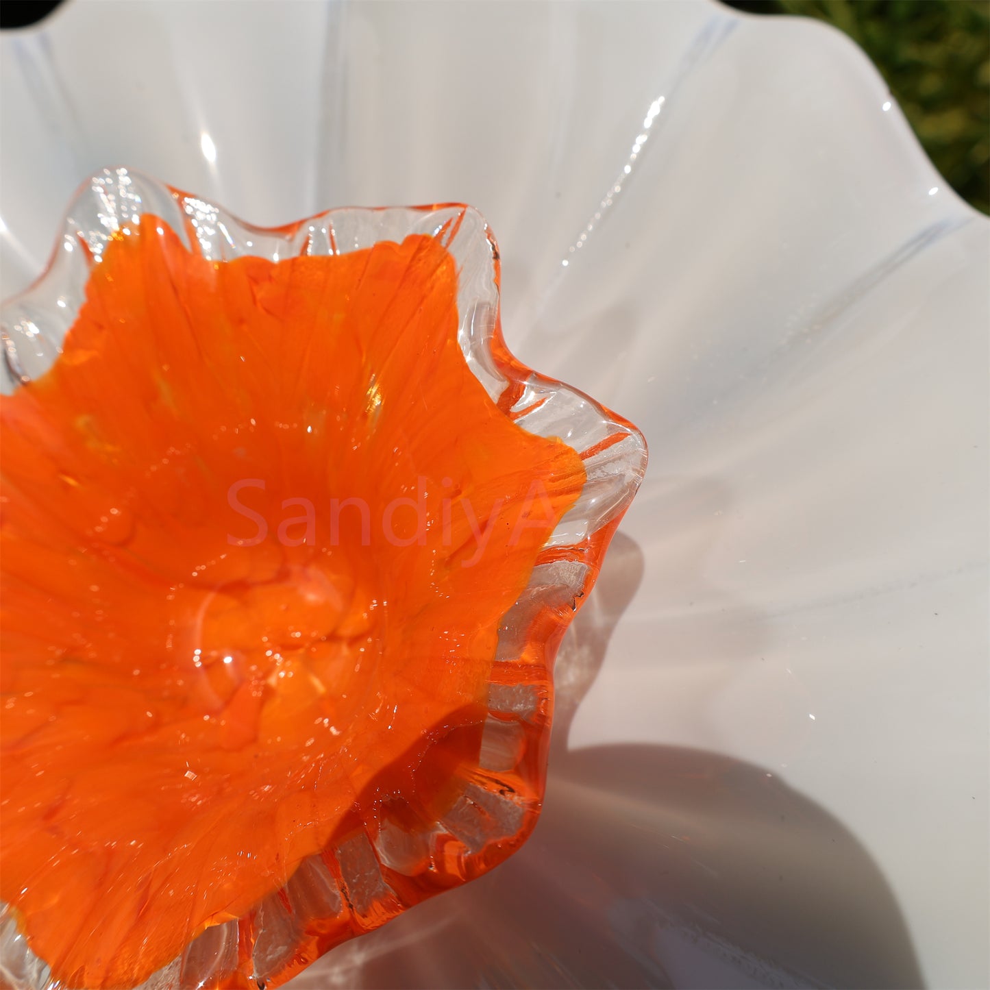 White color hand made DIY blown glass flowers festival holiday decoration and gift