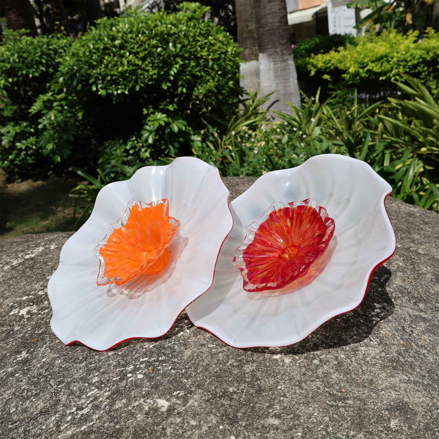 White color hand made DIY blown glass flowers festival holiday decoration and gift