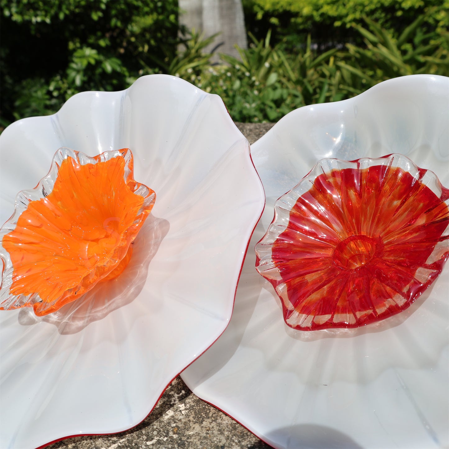 White color hand made DIY blown glass flowers festival holiday decoration and gift