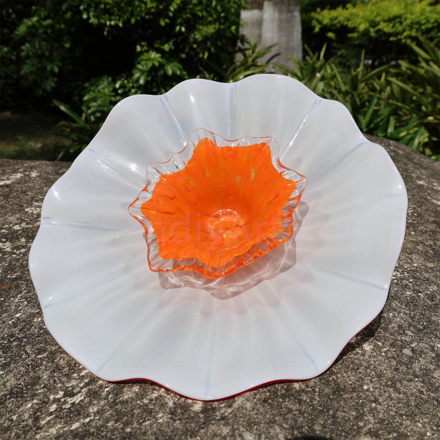 White color hand made DIY blown glass flowers festival holiday decoration and gift