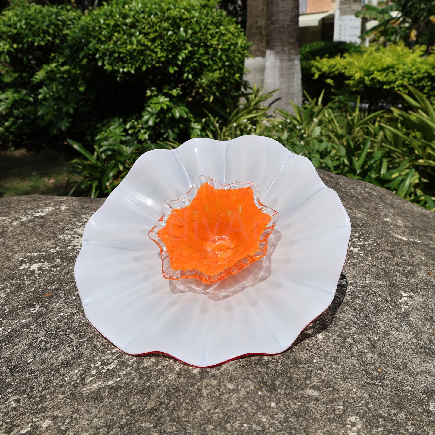 White color hand made DIY blown glass flowers festival holiday decoration and gift