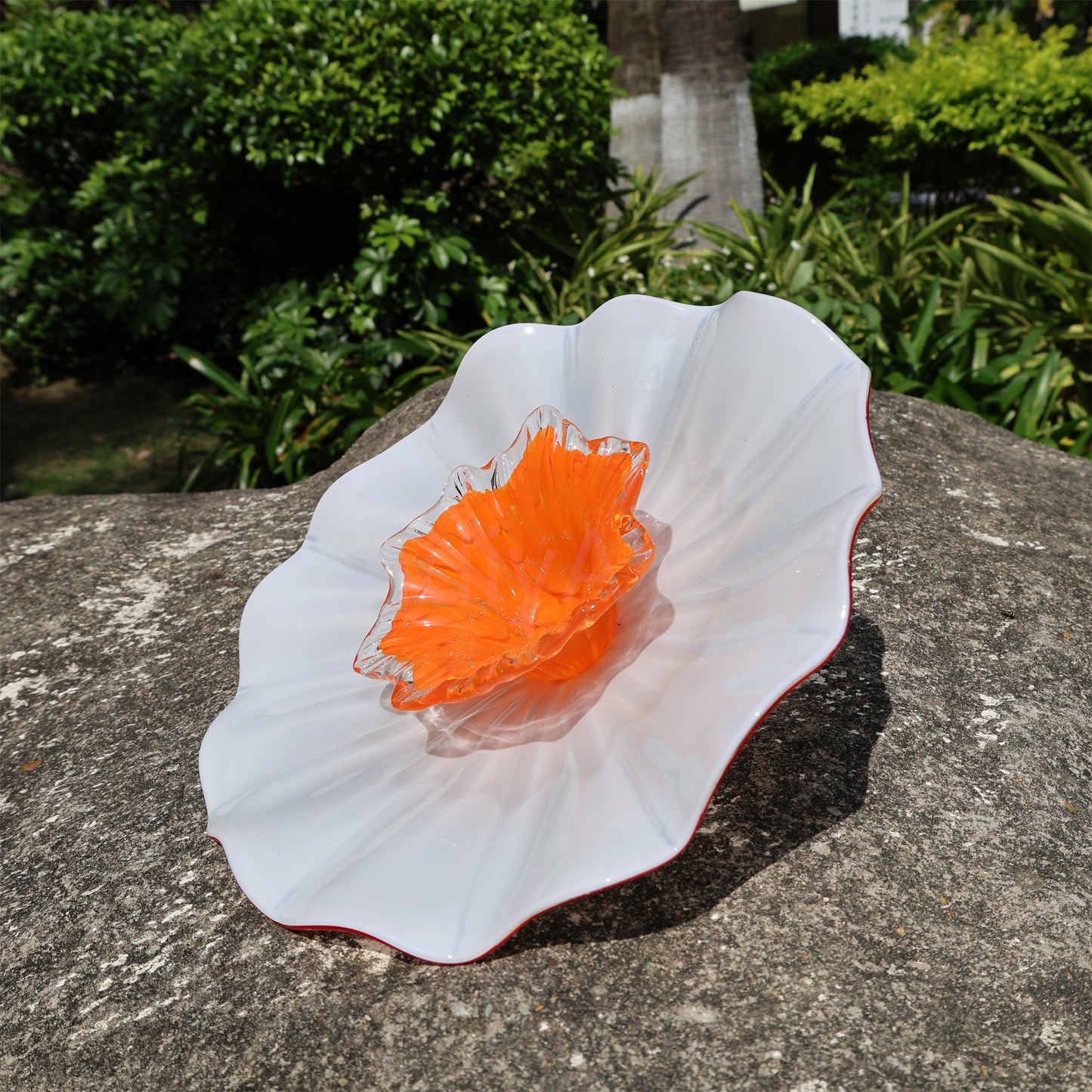 White color hand made DIY blown glass flowers festival holiday decoration and gift