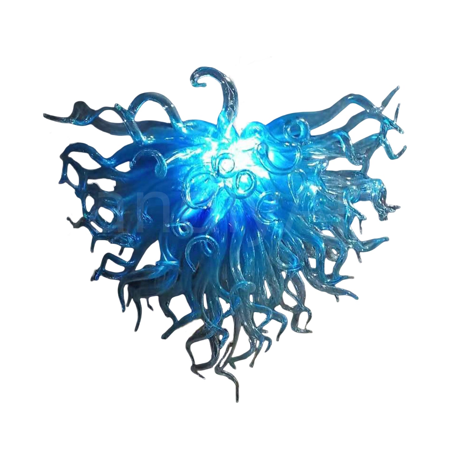 Hand made blue blown glass chandelier modern design dining room decoration