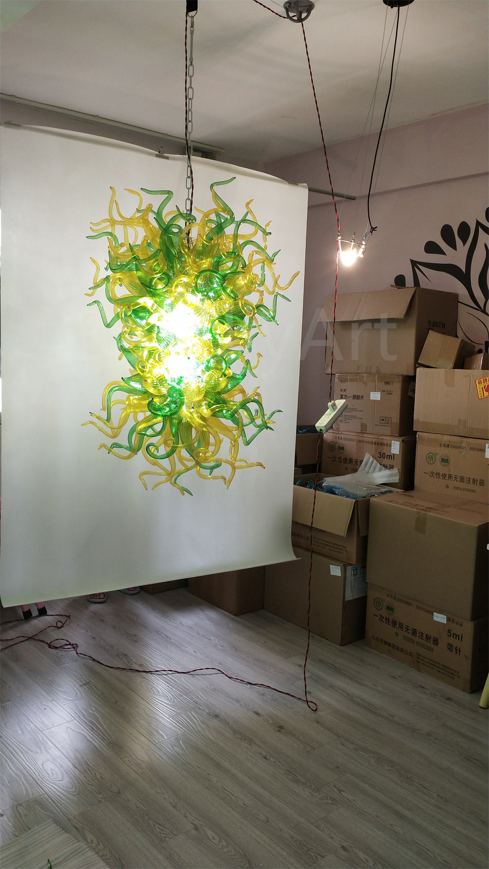 Muticolor handblown art glass chandelier living room lighting decoration