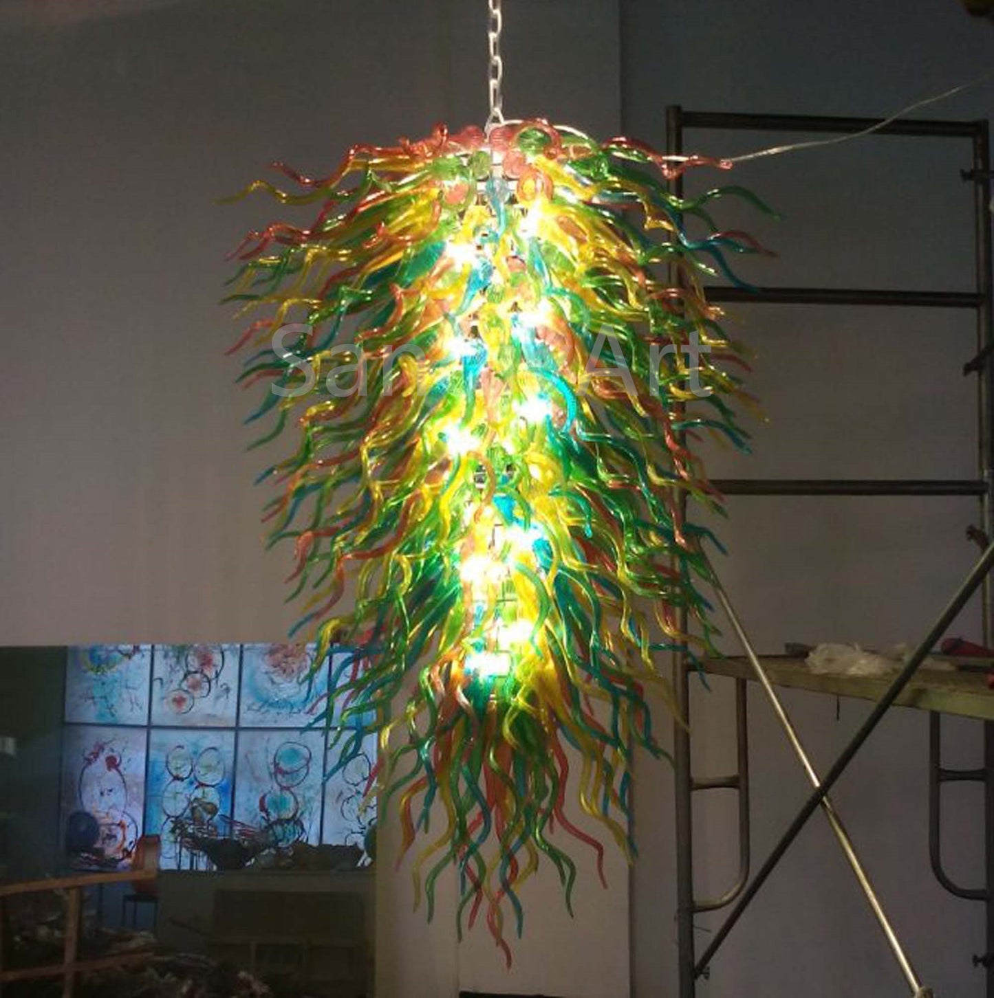 Big hand made blown glass lobby chandelier decoration