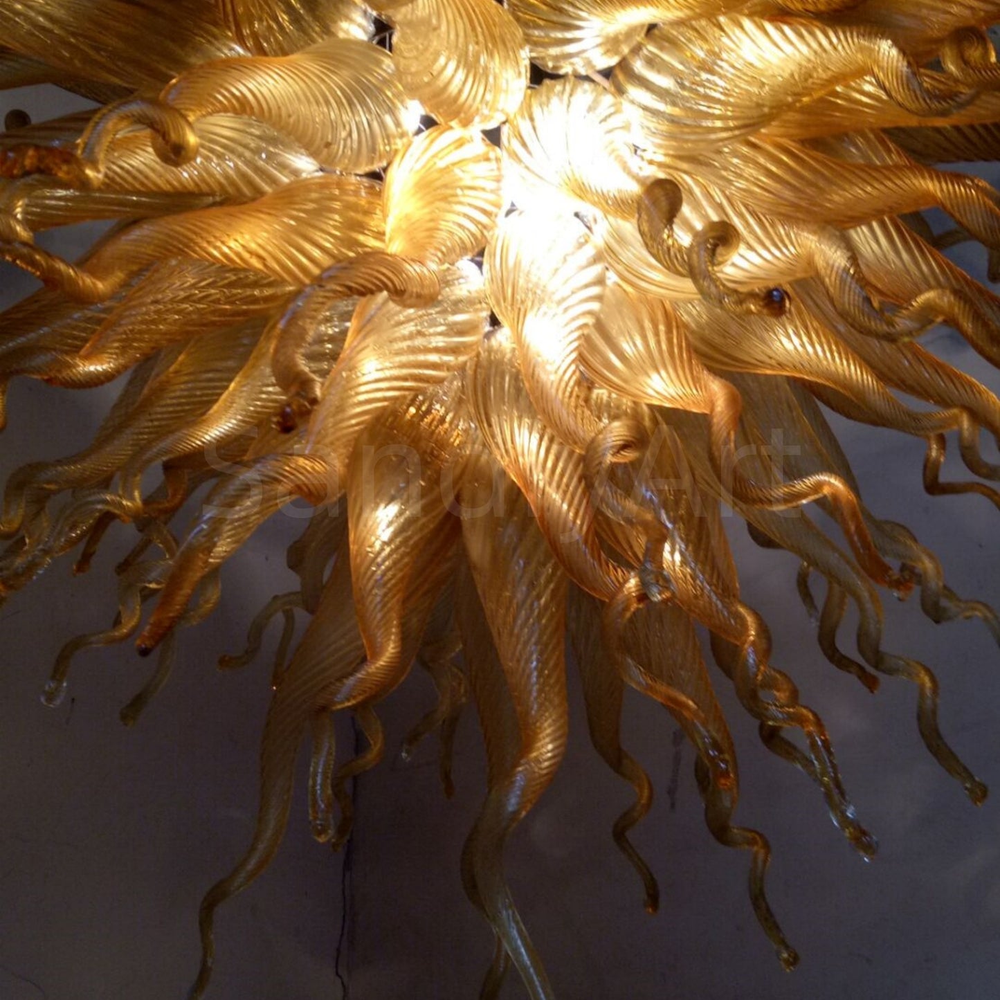 Hand blown amber color modern design lighting foyer decoration