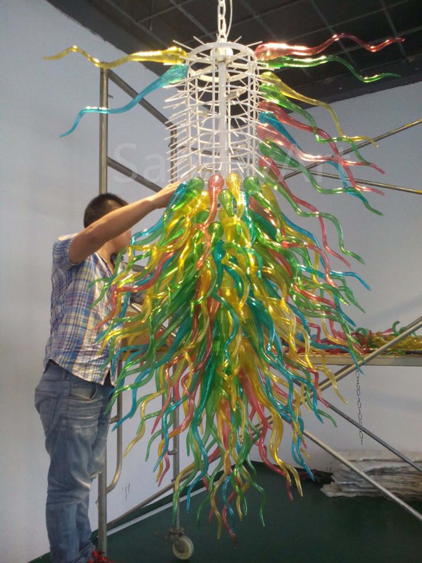 Big hand made blown glass lobby chandelier decoration