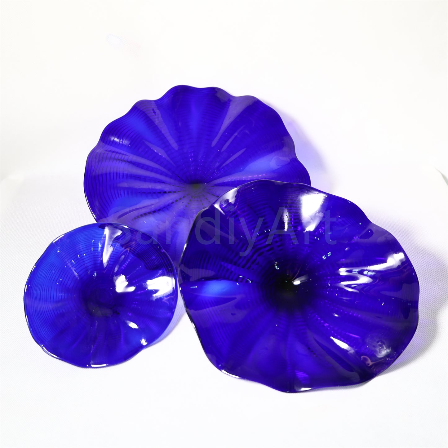 Chihuly Persian art glass plate blue color hand made mouthblown art glass