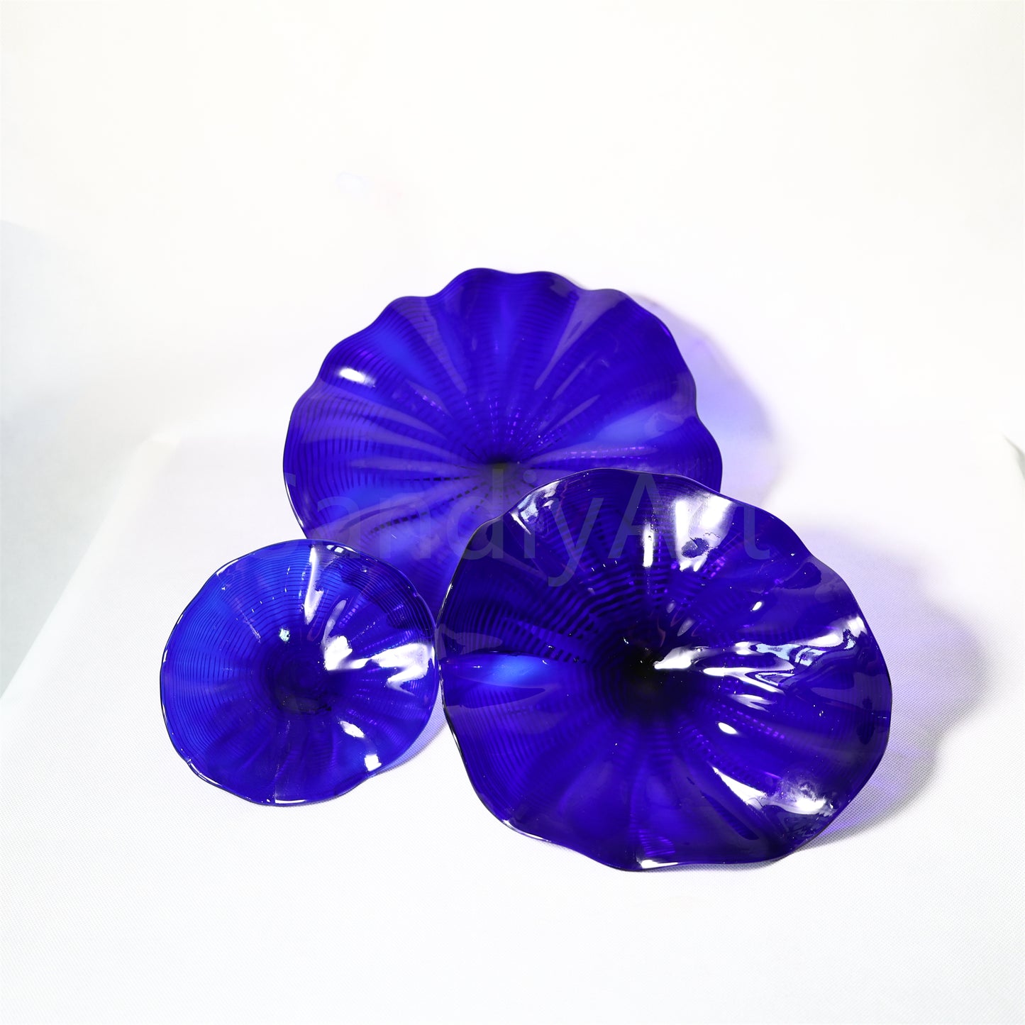 Chihuly Persian art glass plate blue color hand made mouthblown art glass