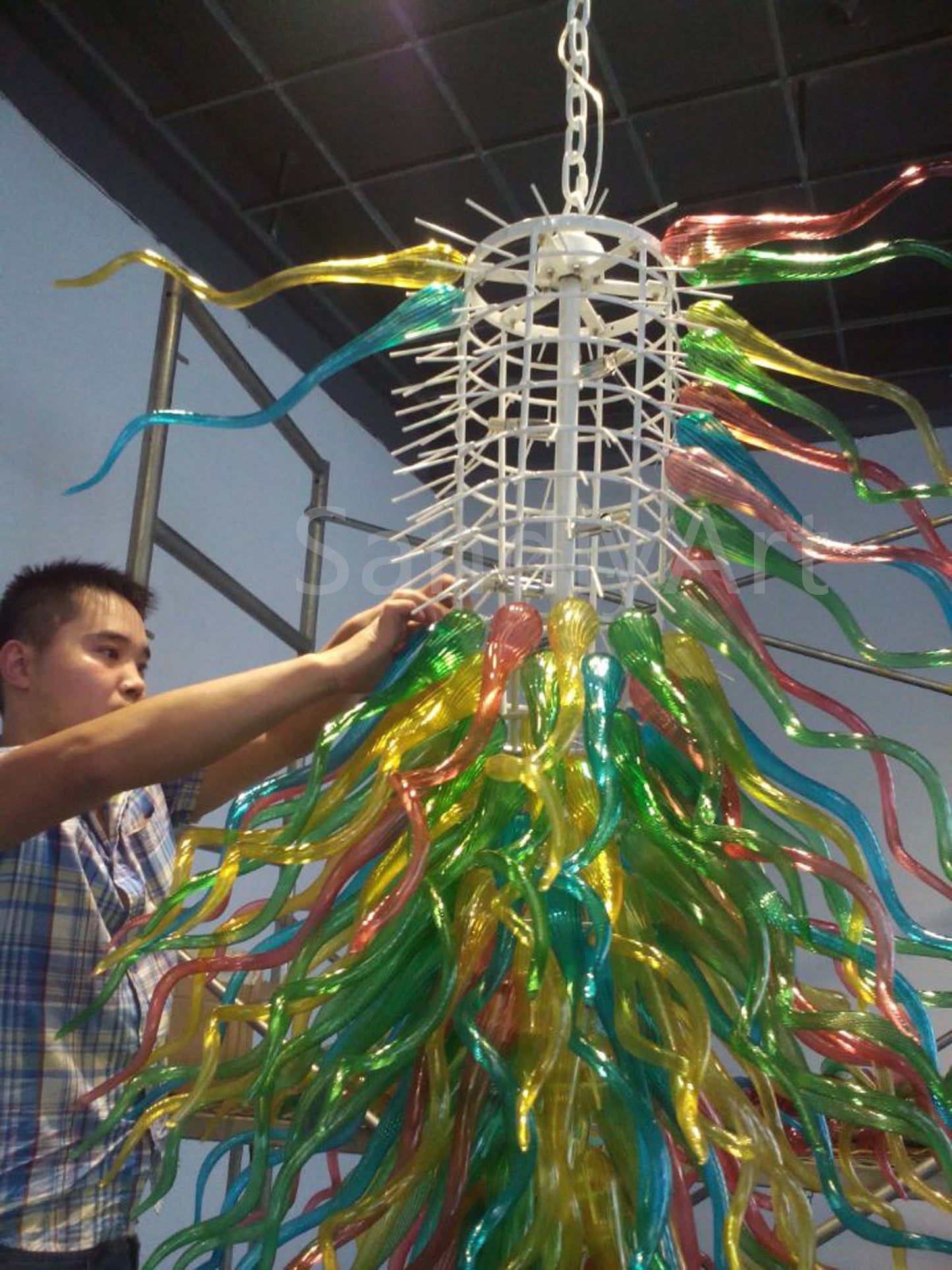 Big hand made blown glass lobby chandelier decoration
