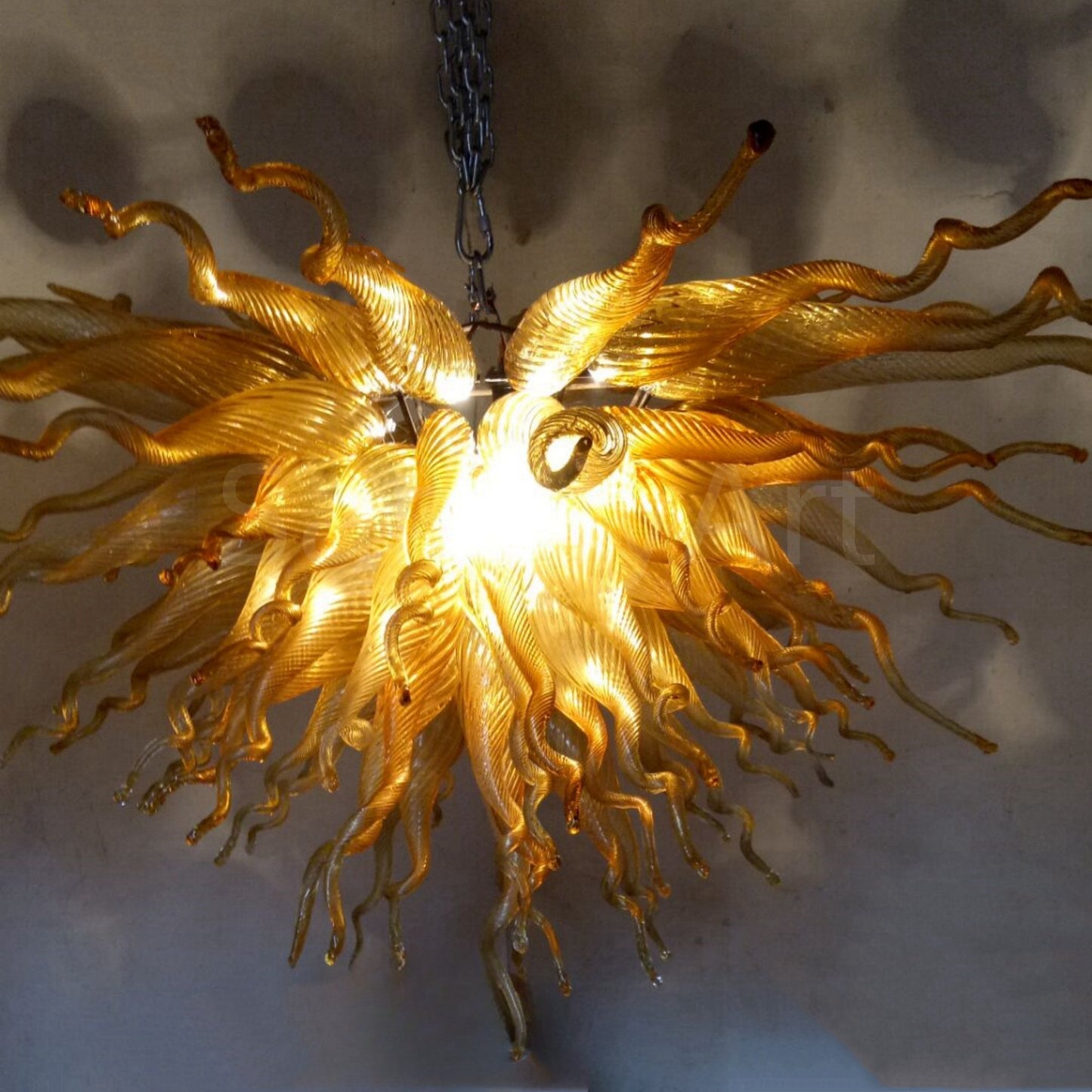 Hand blown amber color modern design lighting foyer decoration
