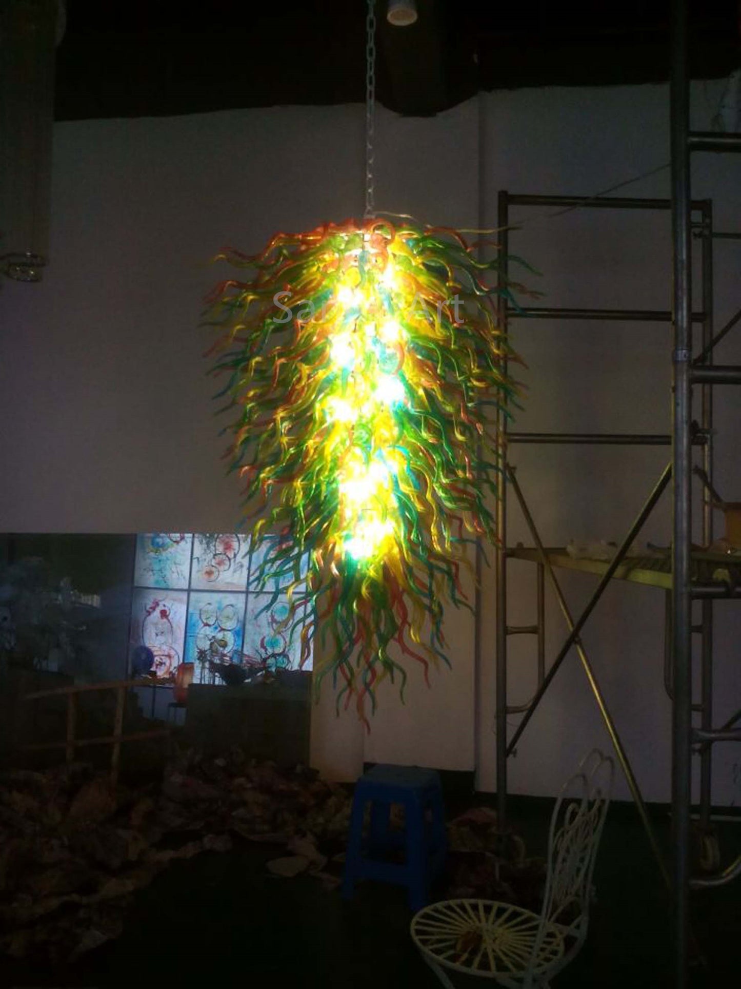 Big hand made blown glass lobby chandelier decoration
