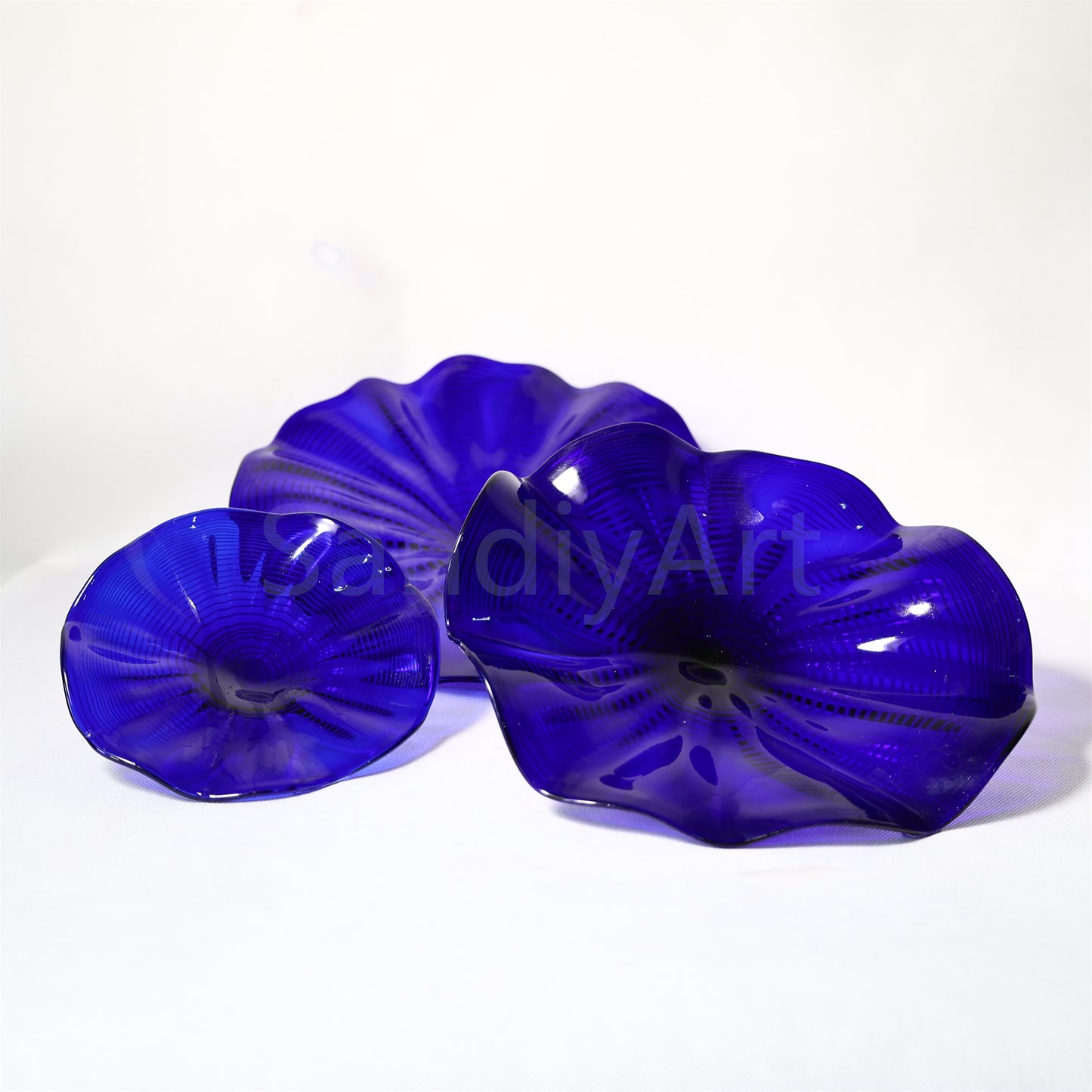 Chihuly Persian art glass plate blue color hand made mouthblown art glass