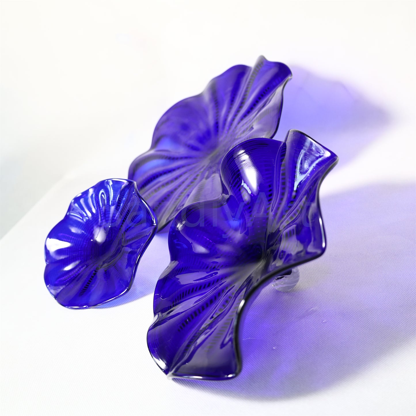 Chihuly Persian art glass plate blue color hand made mouthblown art glass