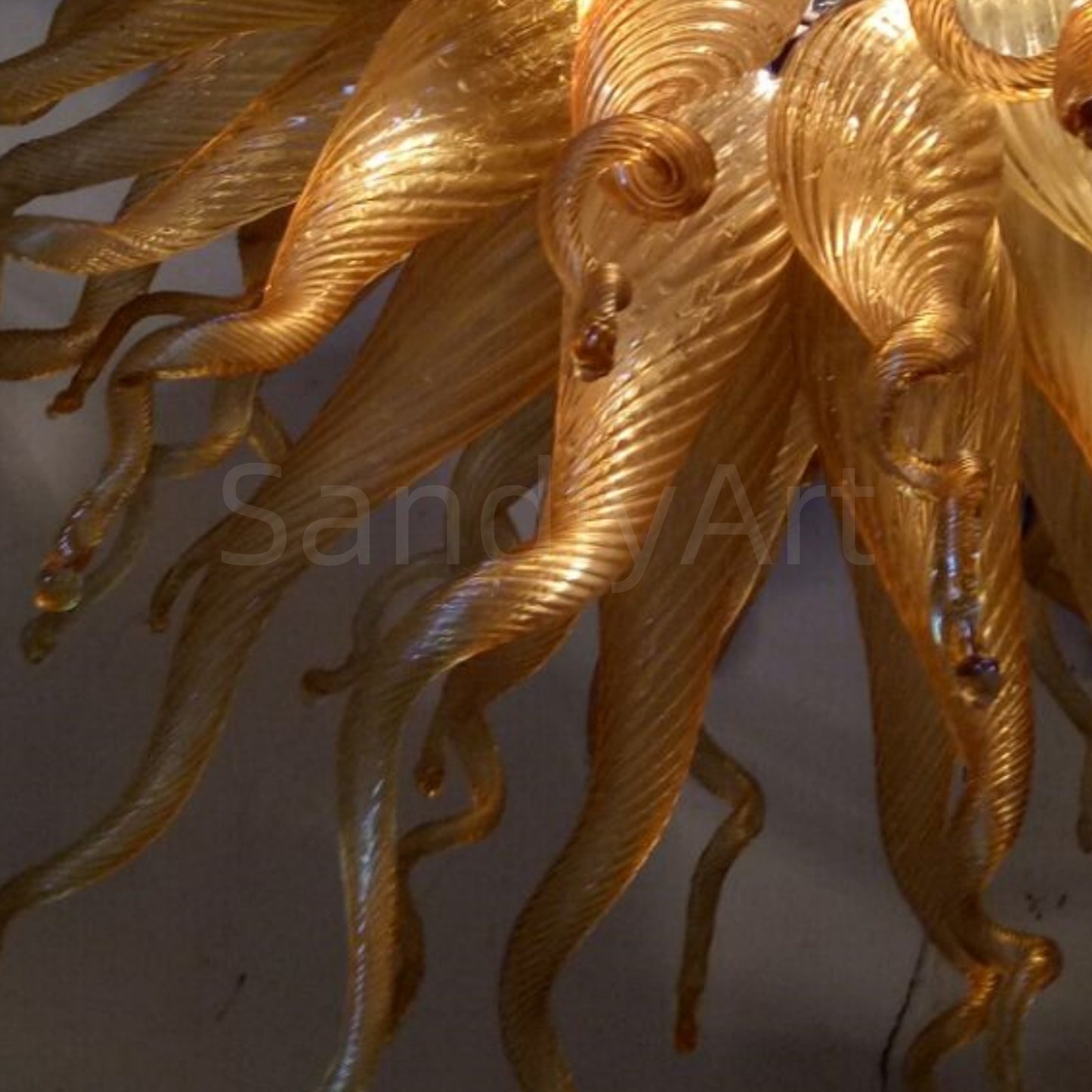 Hand blown amber color modern design lighting foyer decoration