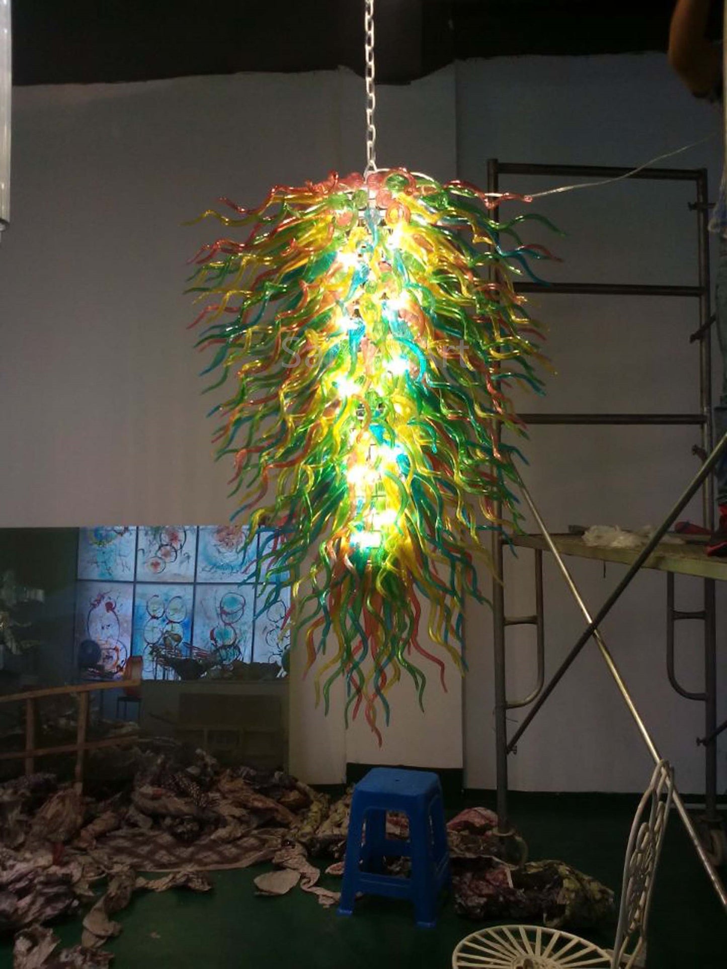 Big hand made blown glass lobby chandelier decoration