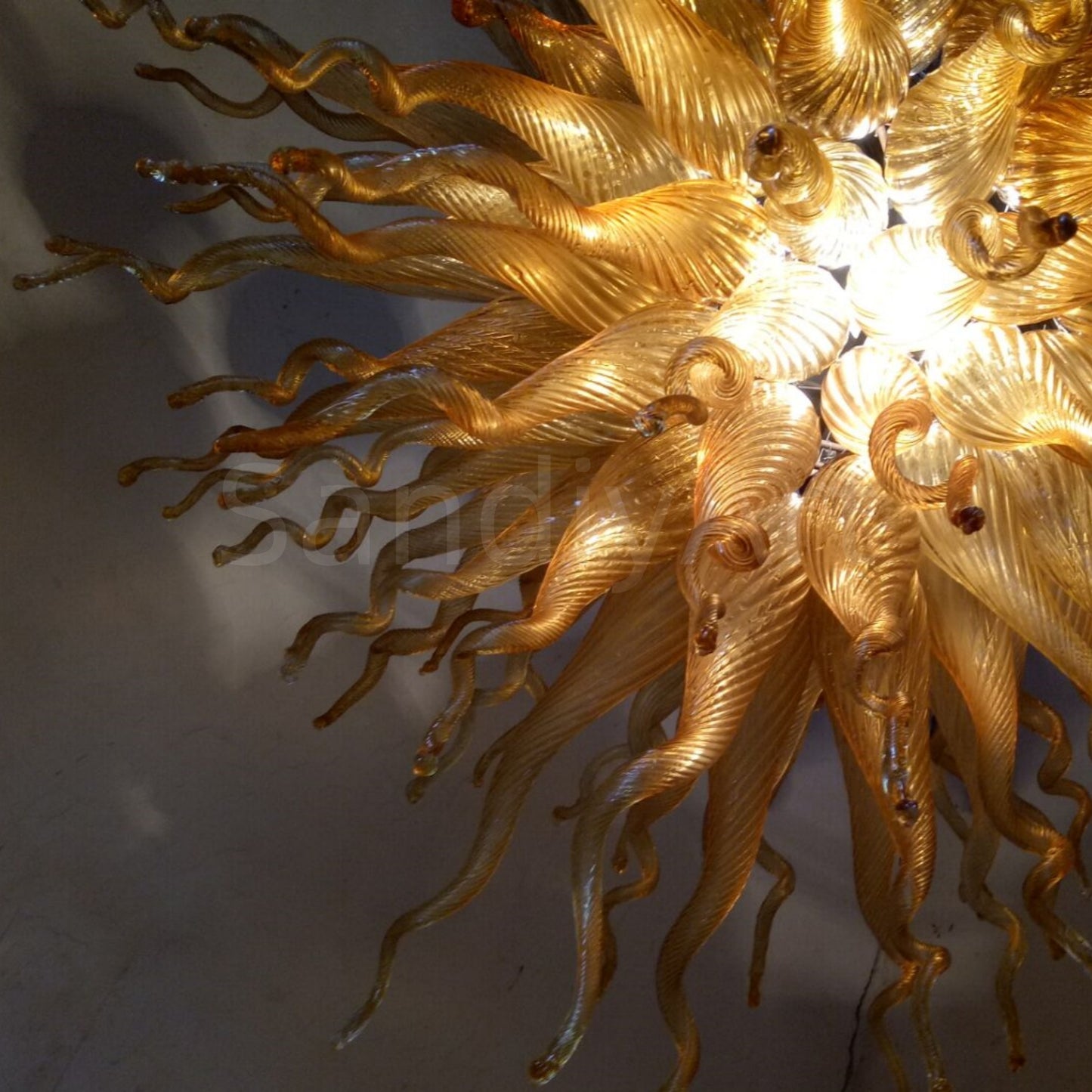 Hand blown amber color modern design lighting foyer decoration