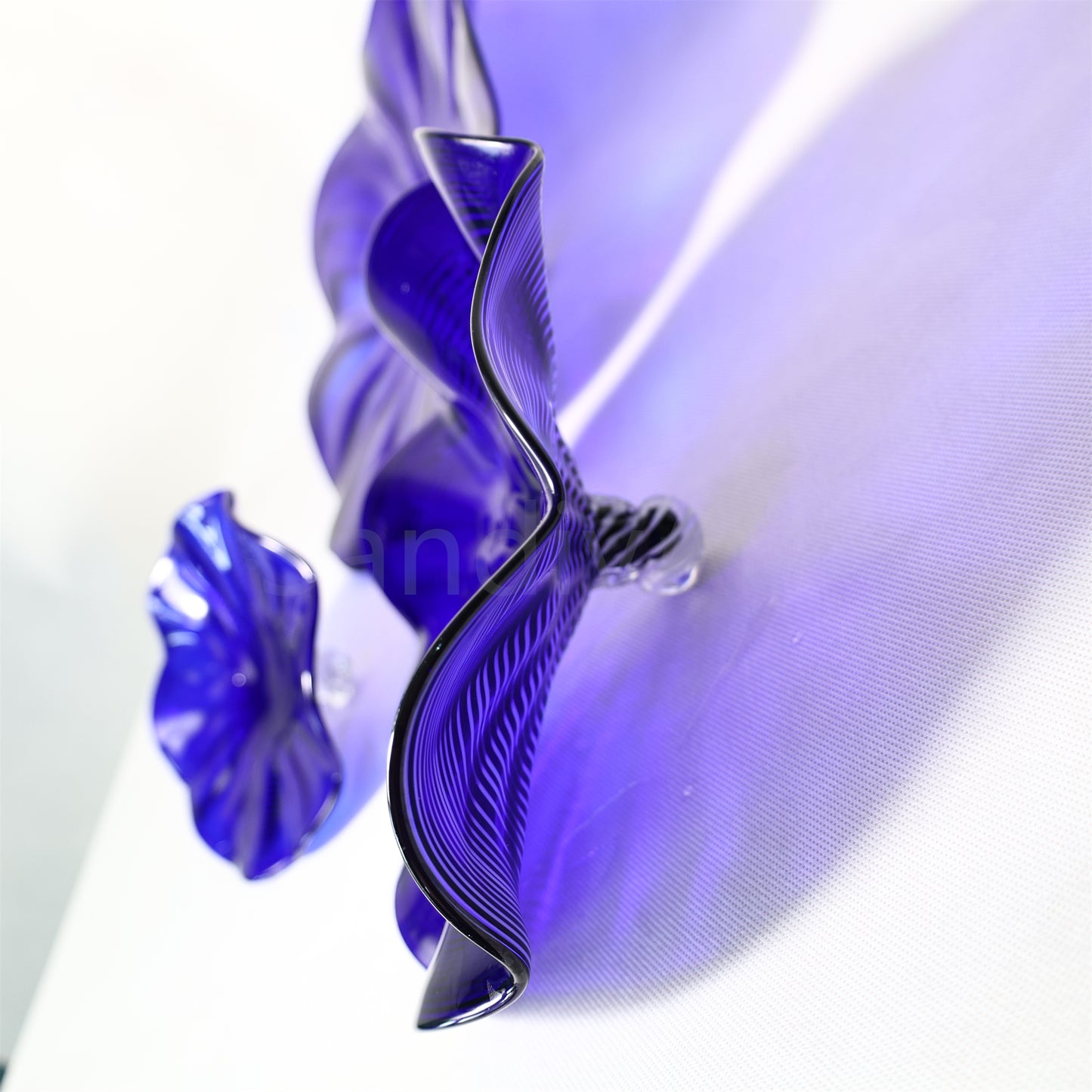 Chihuly Persian art glass plate blue color hand made mouthblown art glass