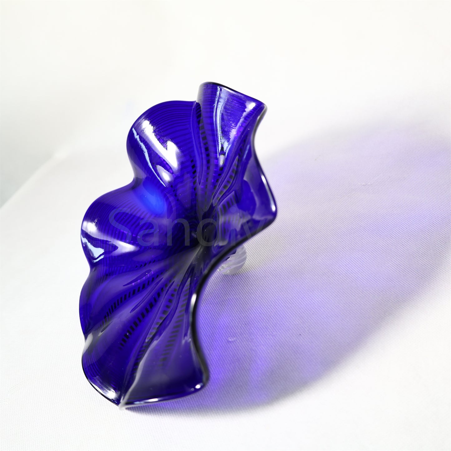Chihuly Persian art glass plate blue color hand made mouthblown art glass