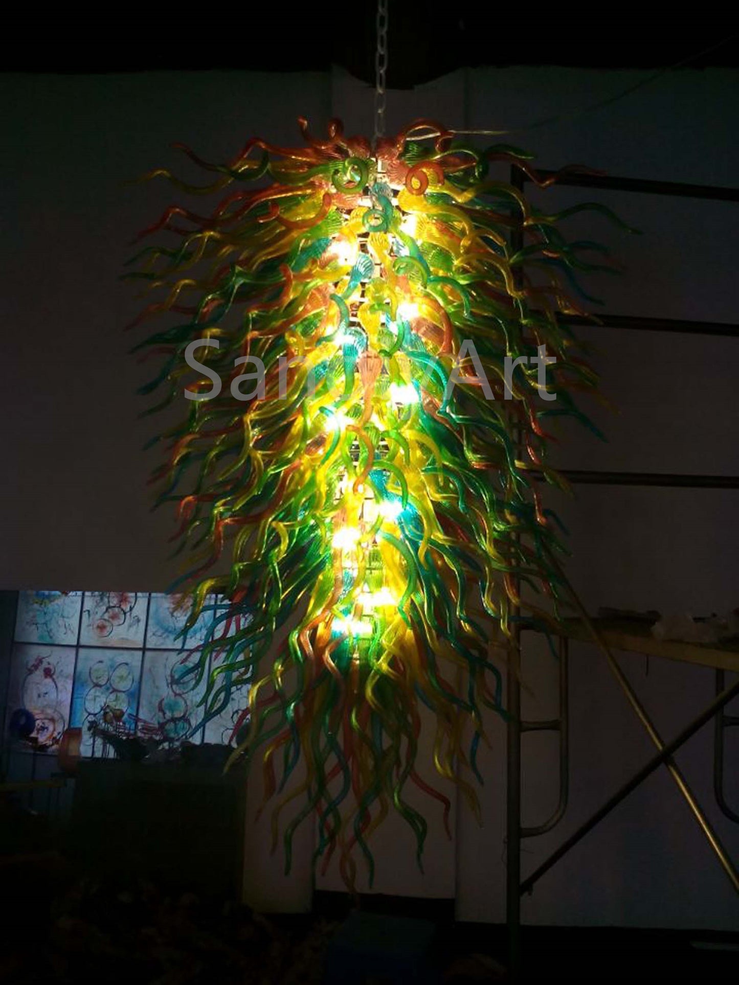 Big hand made blown glass lobby chandelier decoration