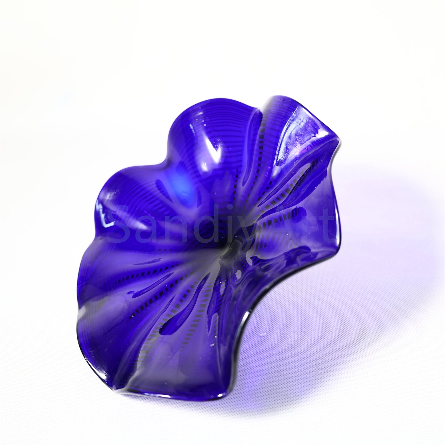 Chihuly Persian art glass plate blue color hand made mouthblown art glass