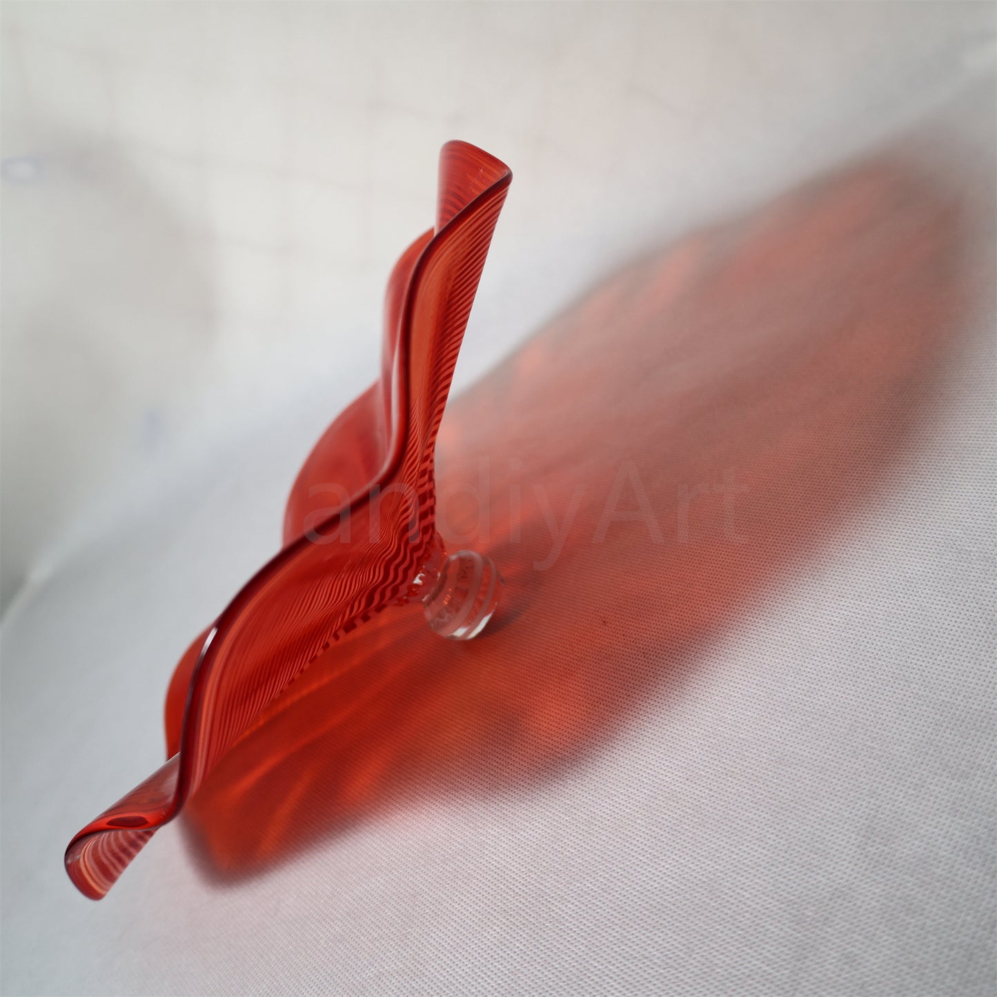 Hand made mouthblown Red color Chihuly glass plate Inspired wall decoration