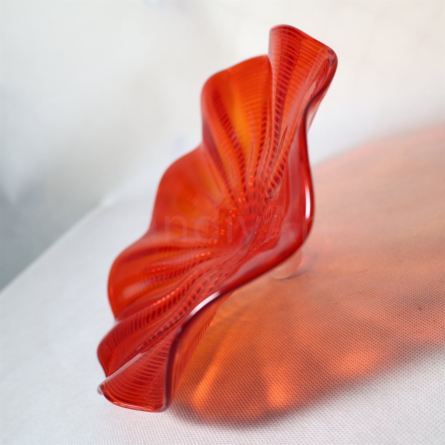 Hand made mouthblown Red color Chihuly glass plate Inspired wall decoration