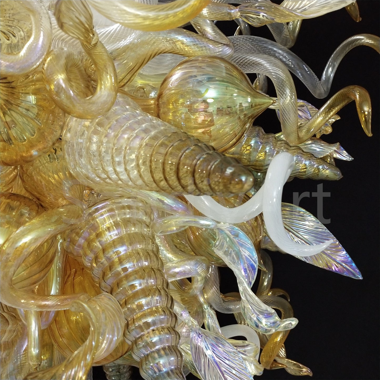 Gold mixed iridescence clear blown glass home hotel chandelier decoration chihuly tyle lighting art