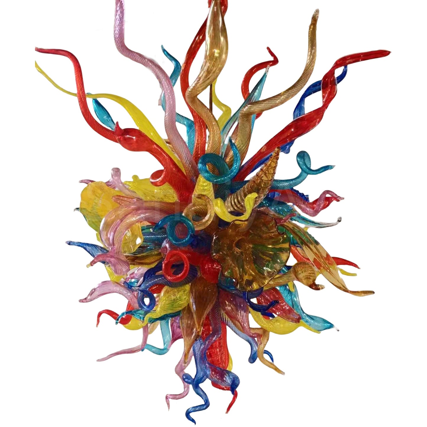 Custom multicolor blown glass lighting flower and leaves shape modern design