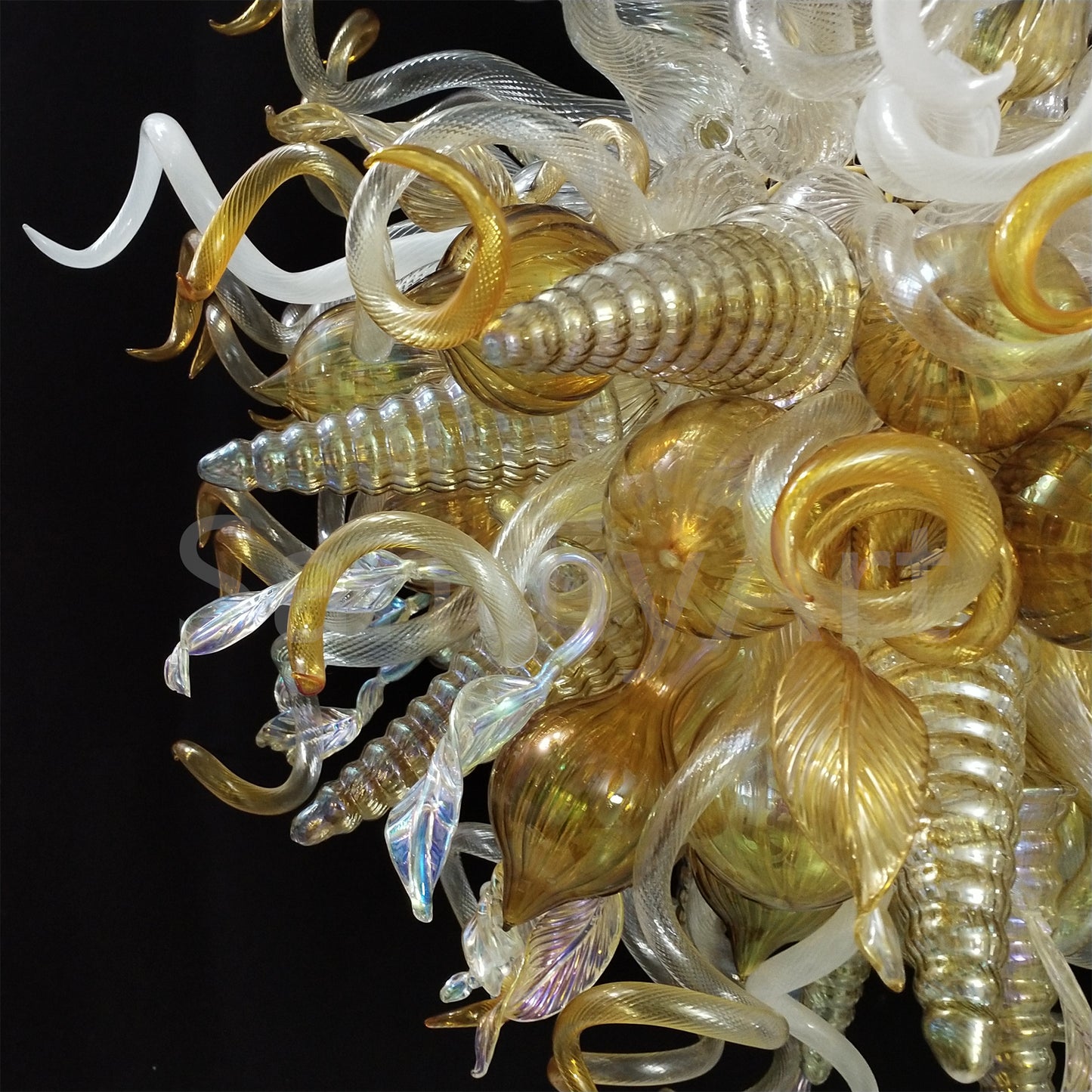 Gold mixed iridescence clear blown glass home hotel chandelier decoration chihuly tyle lighting art