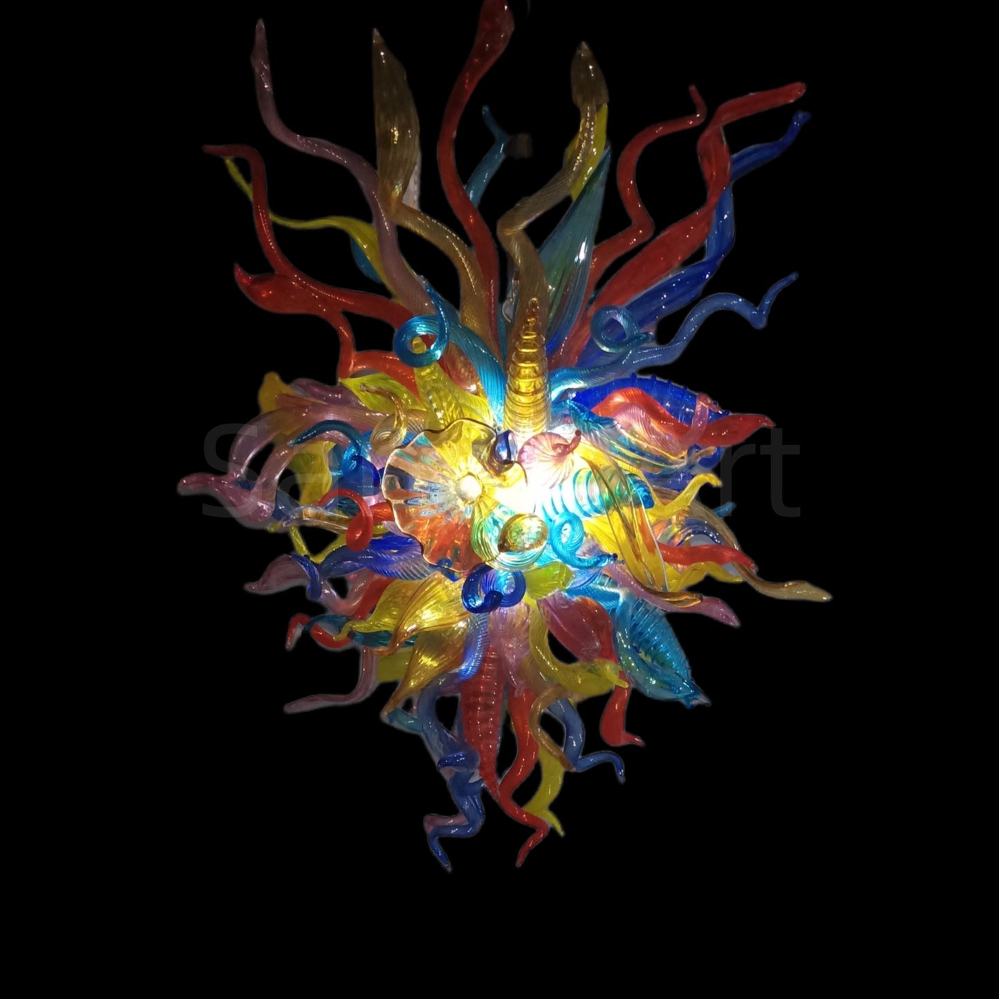 Custom multicolor blown glass lighting flower and leaves shape modern design