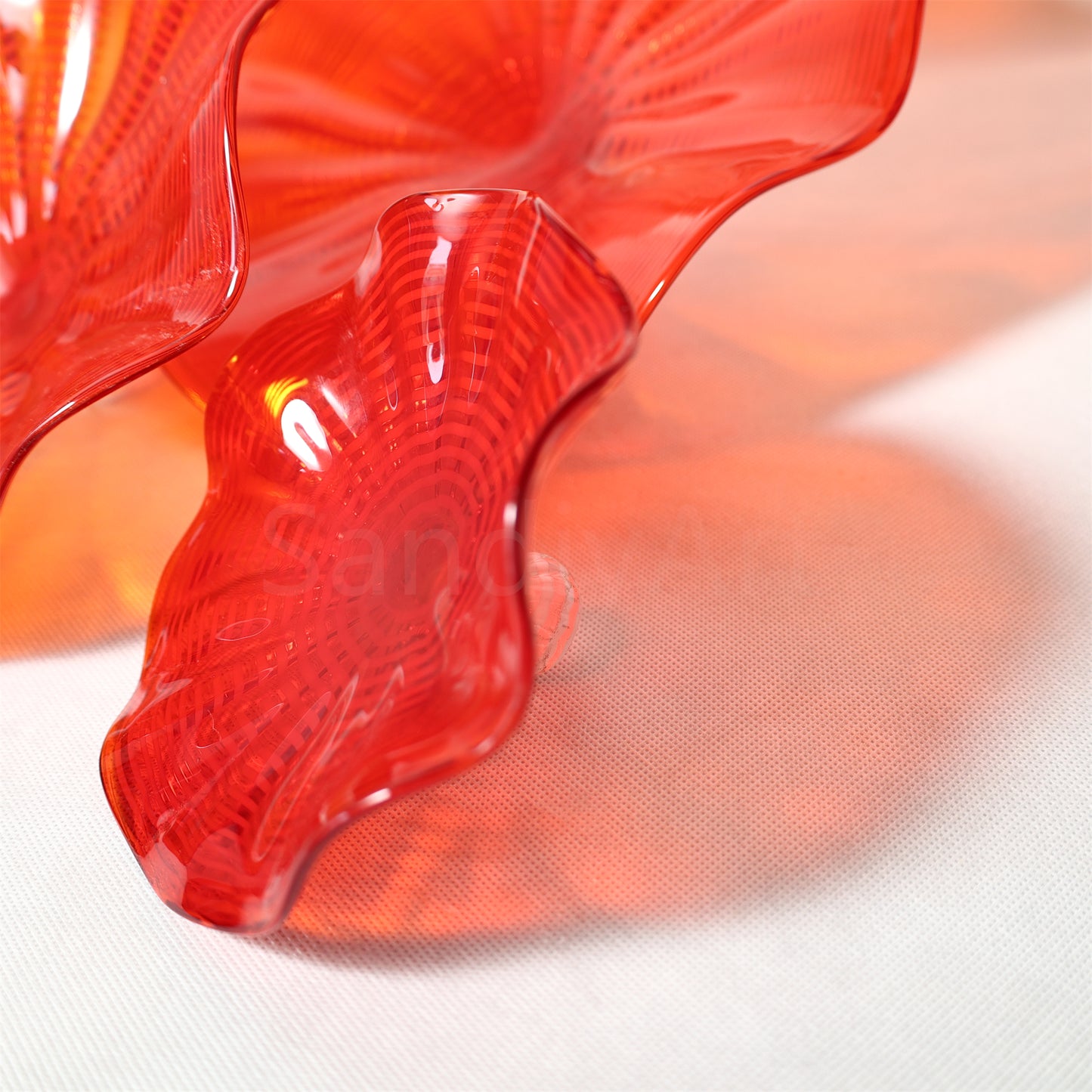 Hand made mouthblown Red color Chihuly glass plate Inspired wall decoration