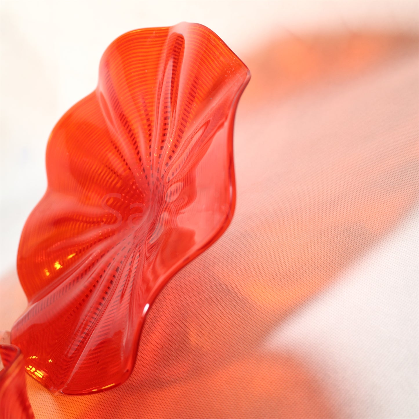 Hand made mouthblown Red color Chihuly glass plate Inspired wall decoration
