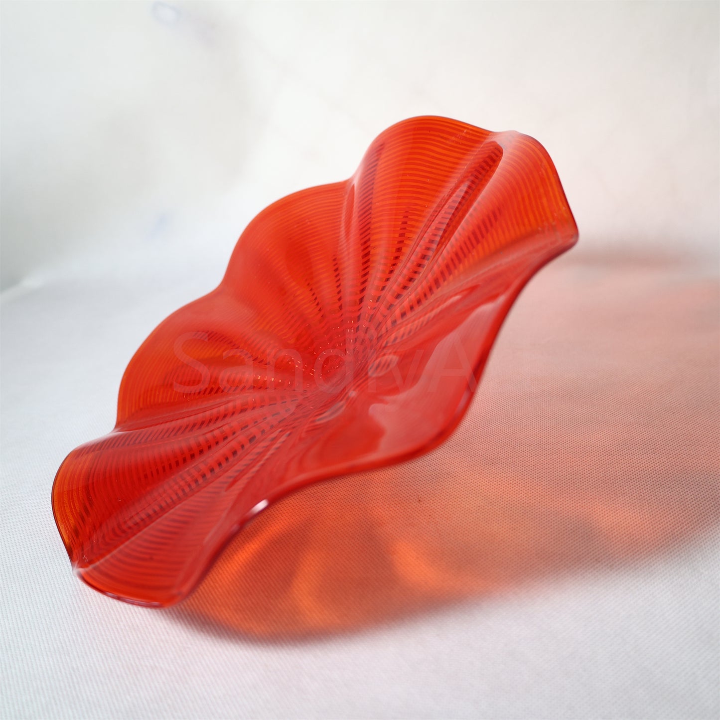 Hand made mouthblown Red color Chihuly glass plate Inspired wall decoration