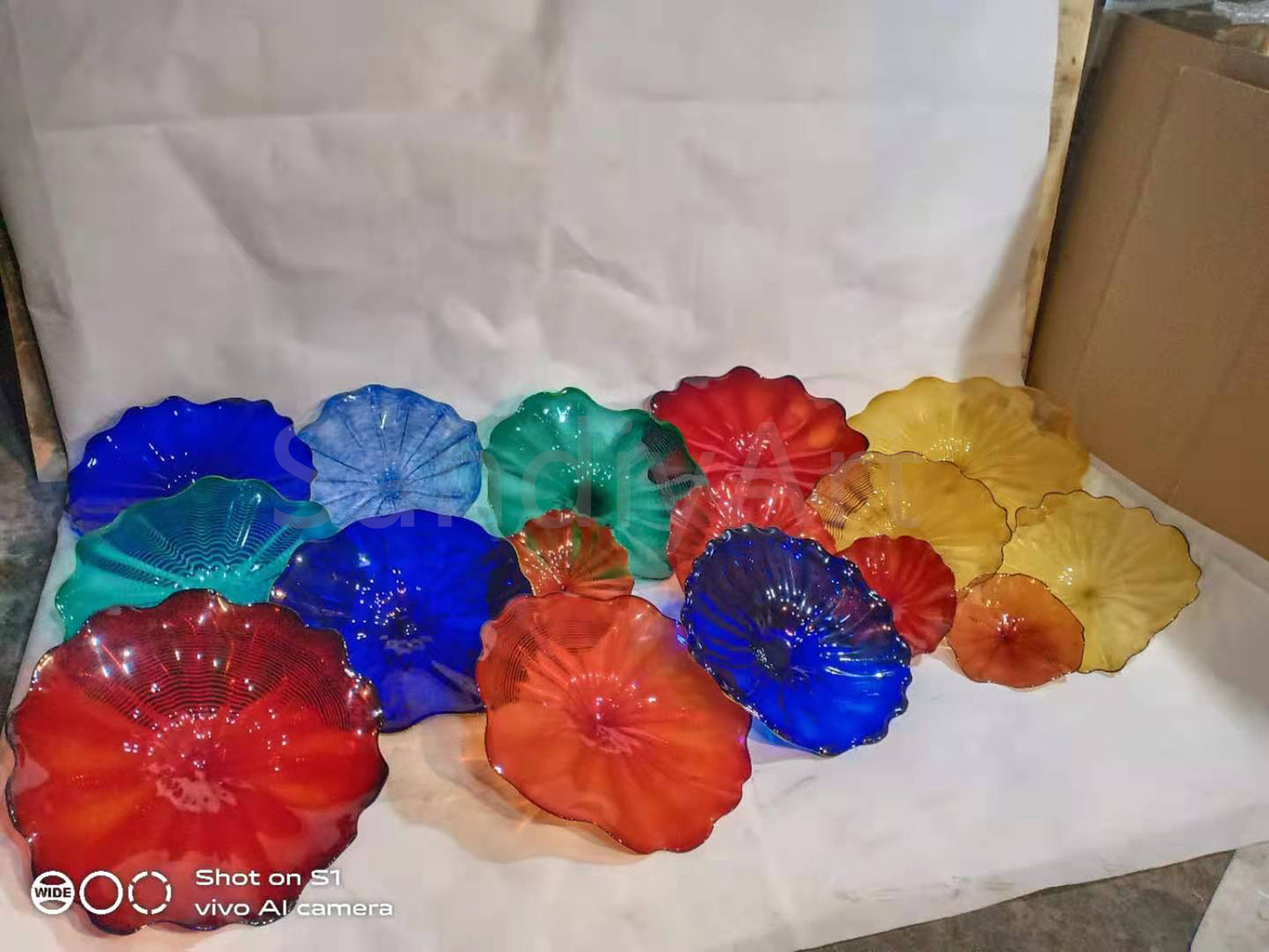 Modern design hand made blown glass flower wall art decoration DIY